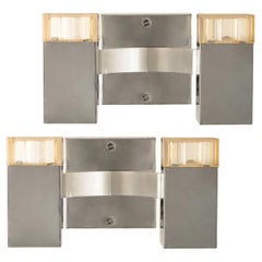 Pair of Metric Chrome Wall Sconces by Gaetano Sciolari, 1960s