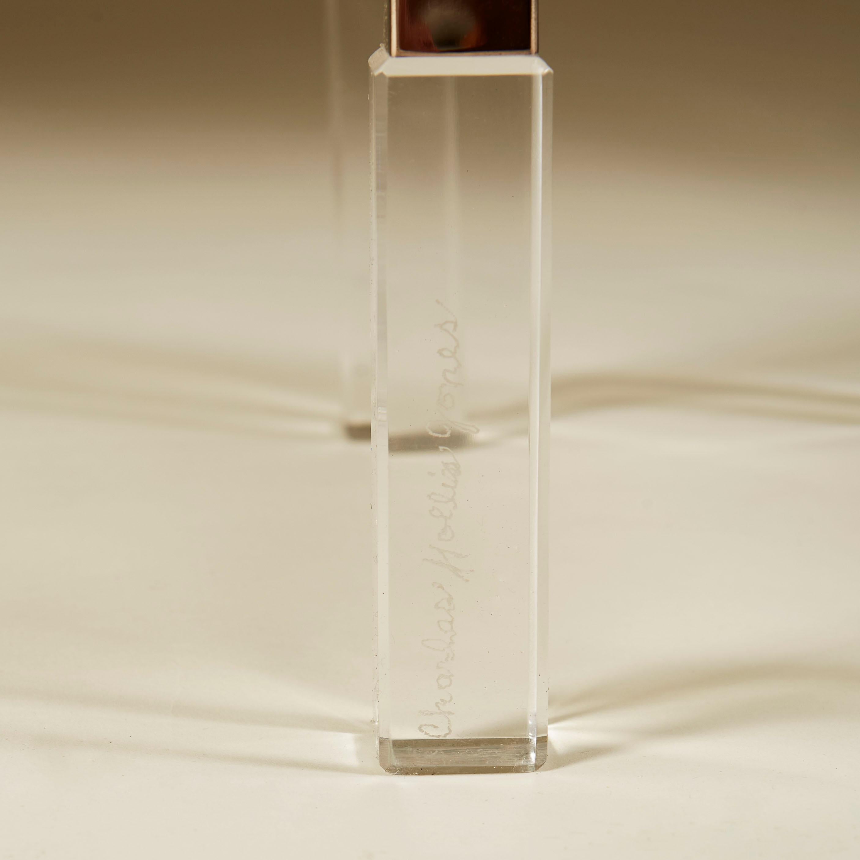 Paire de tables d'appoint Metric en nickel poli et Lucite de Charles Hollis Jones en vente 2