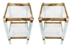 Pair of Metric Side Tables in Brass and Lucite by Charles Hollis Jones