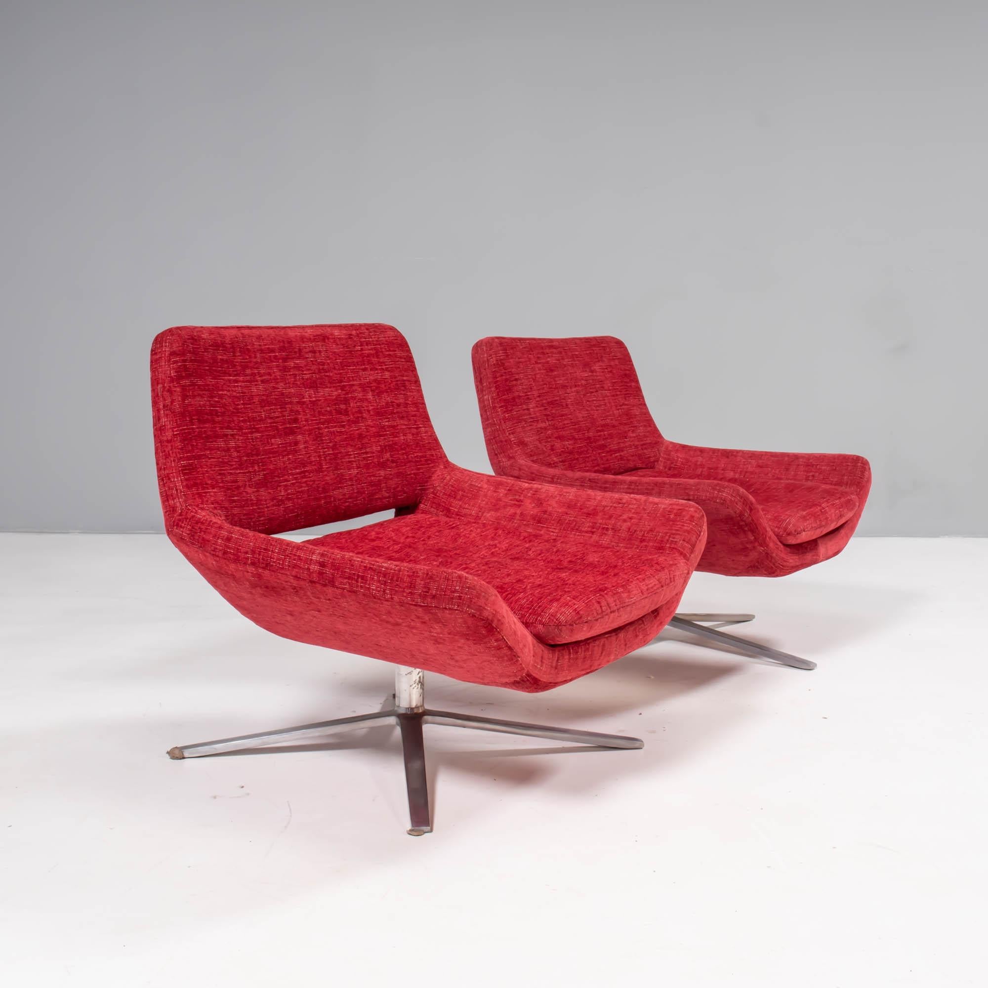 Italian Pair of Metropolitan Red Armchairs by Jeffrey Bernett for B&B Italia