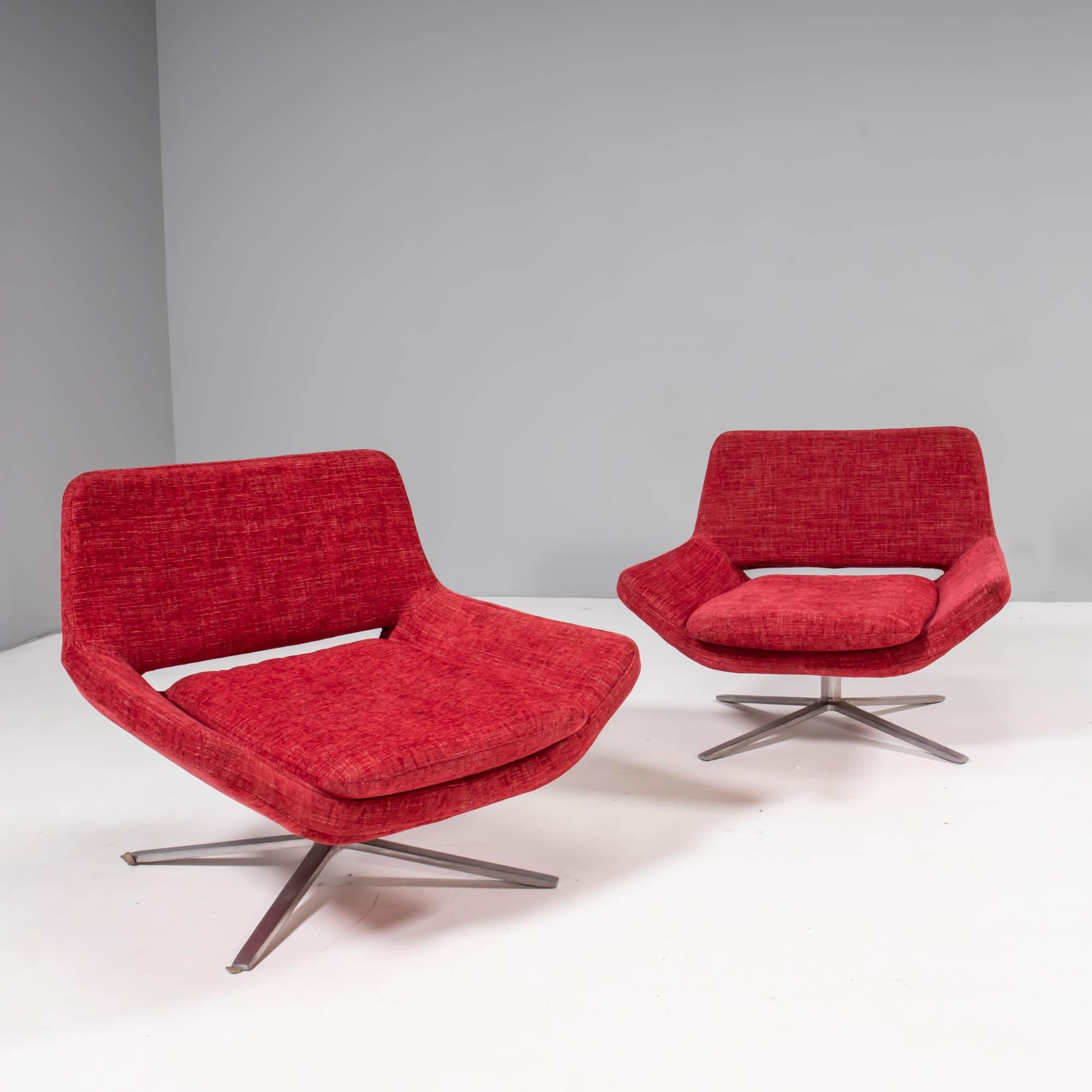 Pair of Metropolitan Red Armchairs by Jeffrey Bernett for B&B Italia In Good Condition In London, GB