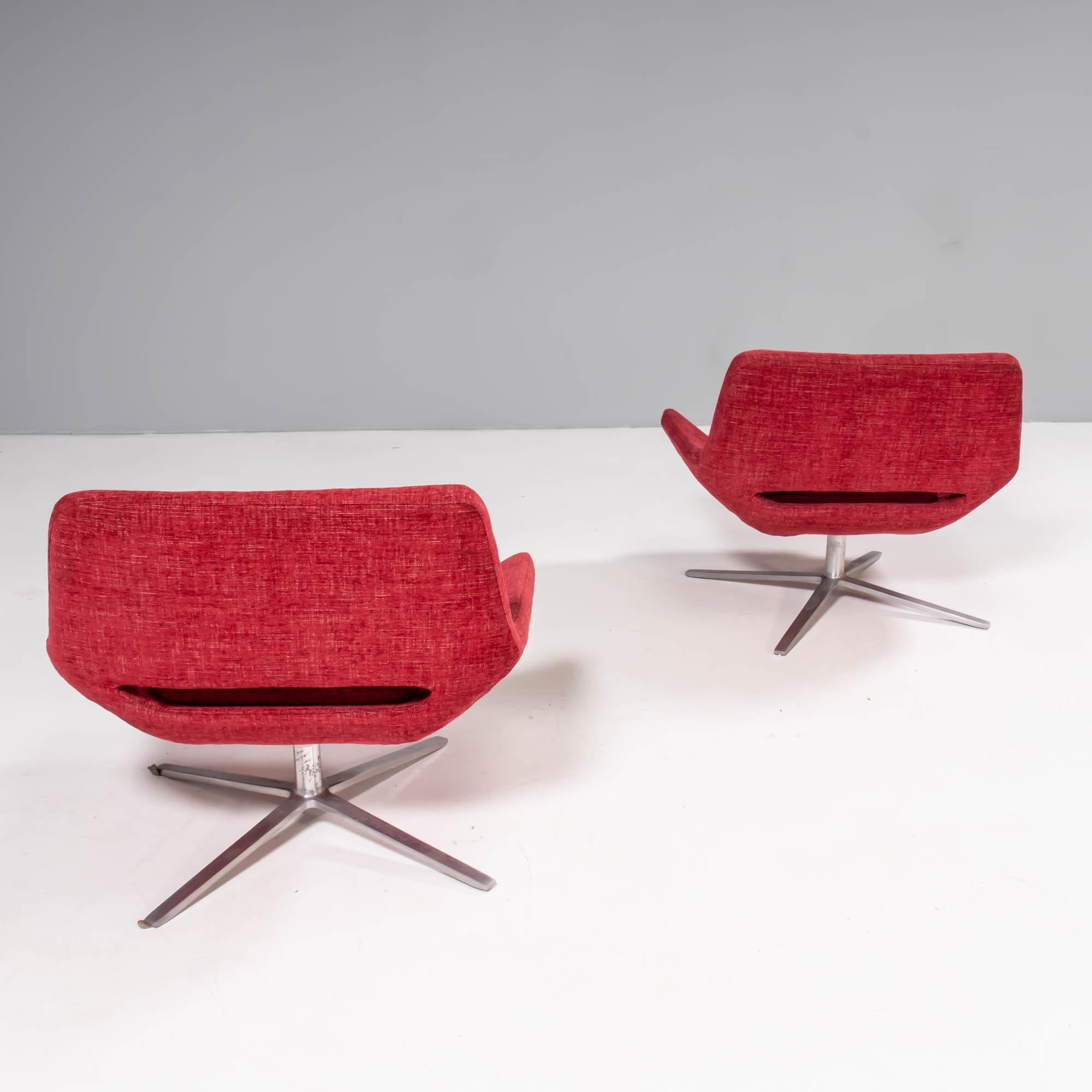 Contemporary Pair of Metropolitan Red Armchairs by Jeffrey Bernett for B&B Italia