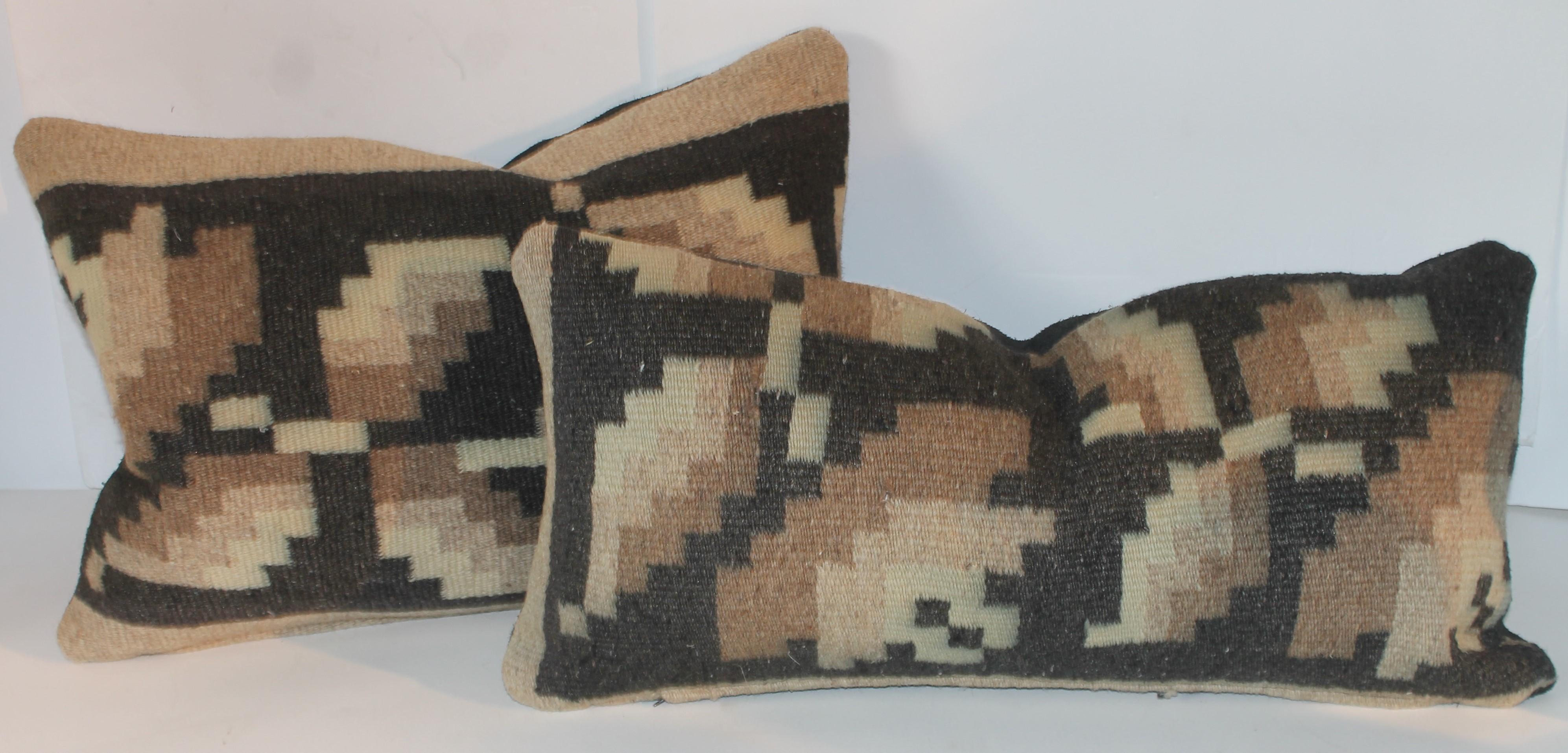 Hand-Woven Pair of Mexican / American Indian Weaving Bolster Pillows For Sale