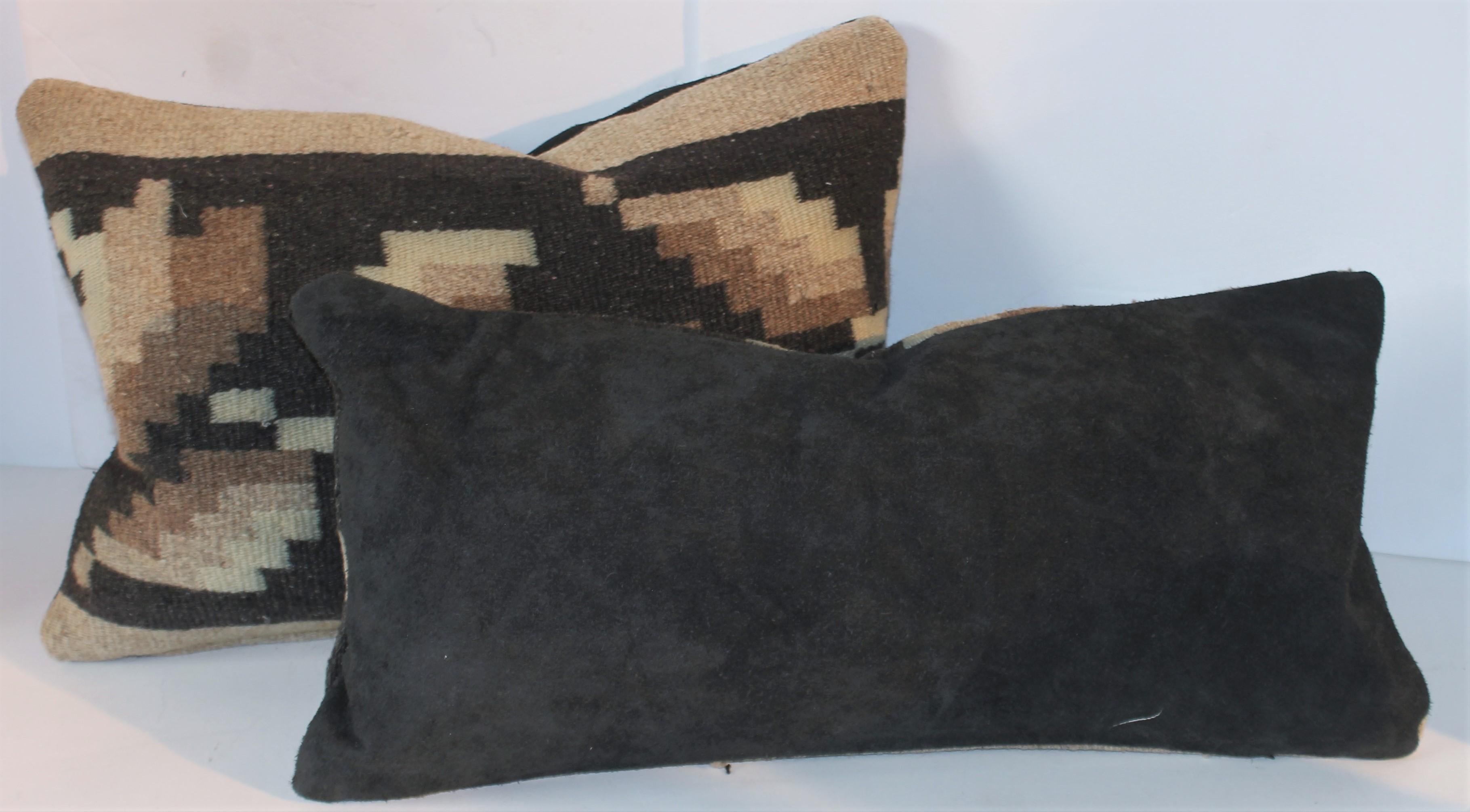 Wool Pair of Mexican / American Indian Weaving Bolster Pillows For Sale