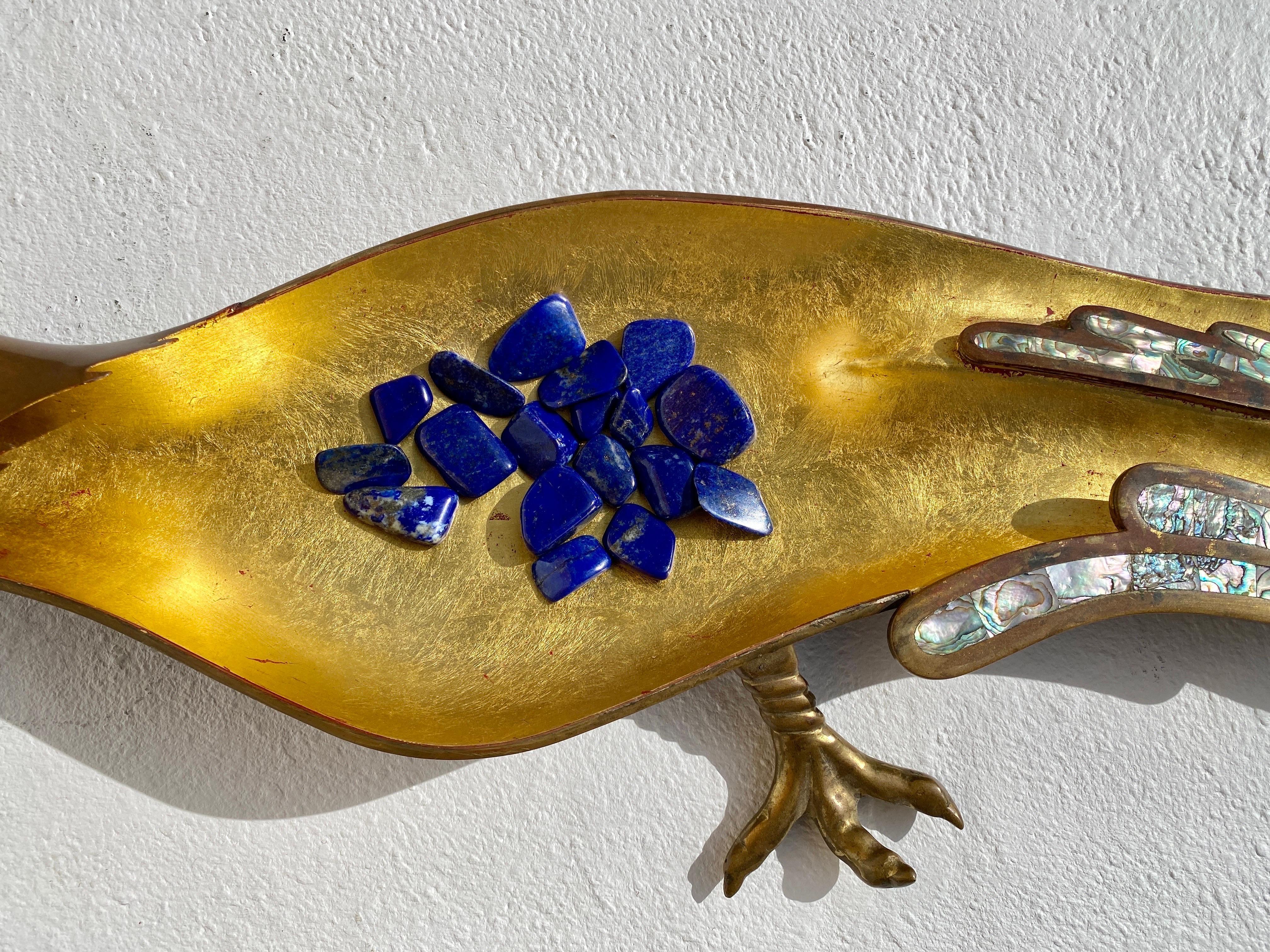 Pair of Mexican Brass Parrot Sculpture / Catch All  In Good Condition For Sale In North Hollywood, CA