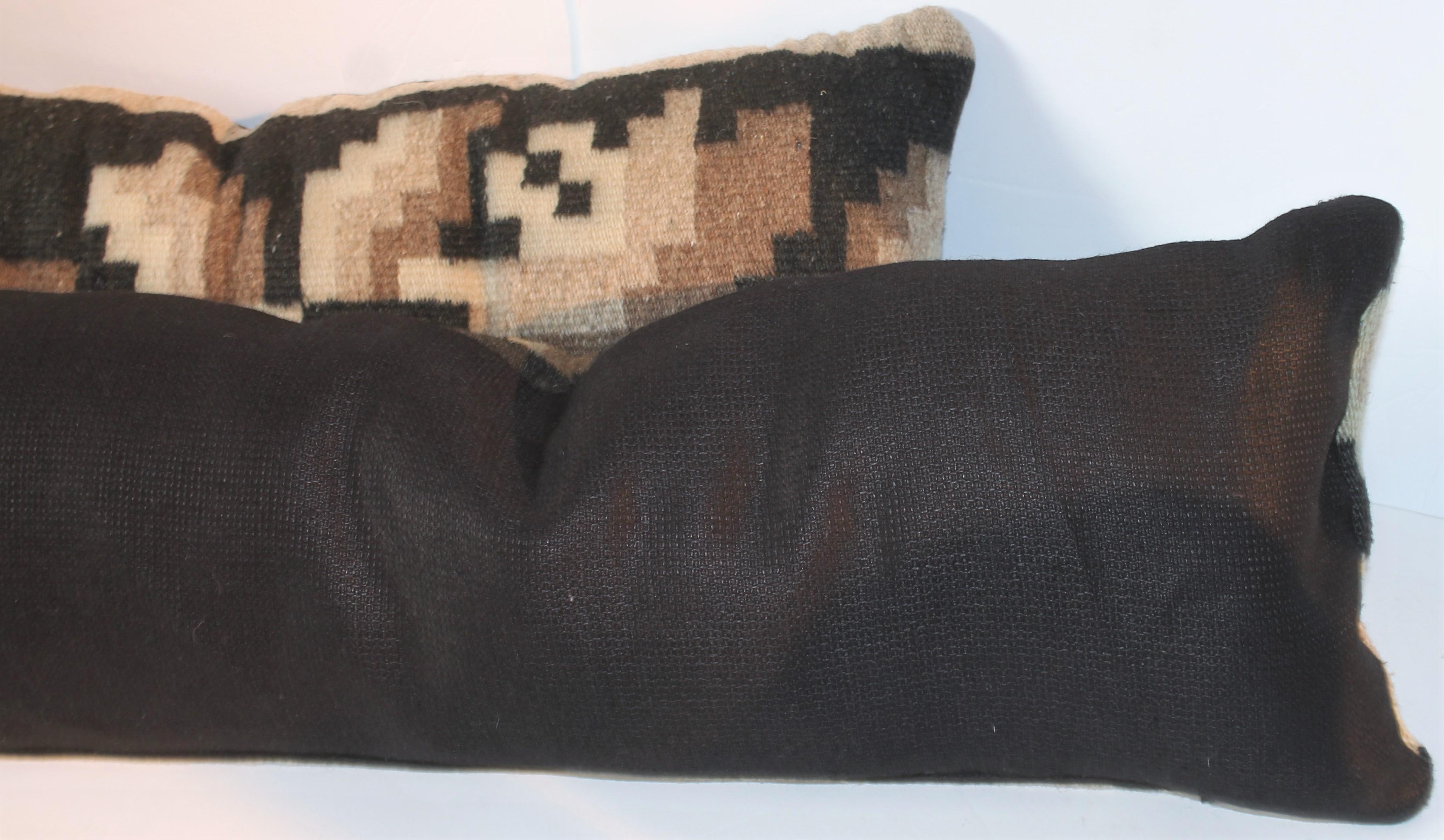 Adirondack Pair of Mexican Indian Weaving Bolster Pillows For Sale
