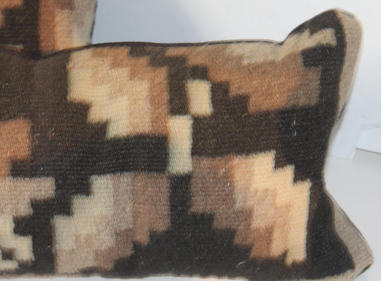 Pair of Mexican Indian Weaving Bolster Pillows In Good Condition For Sale In Los Angeles, CA