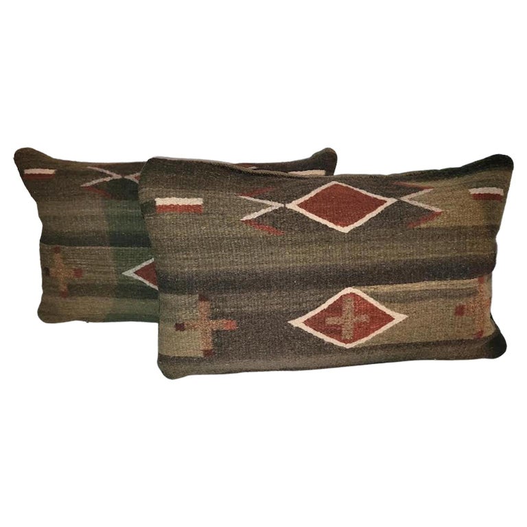 Pair of Mexican Indian Weaving Pillows For Sale