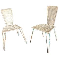 Pair of Mexican Iron and Caned Chairs