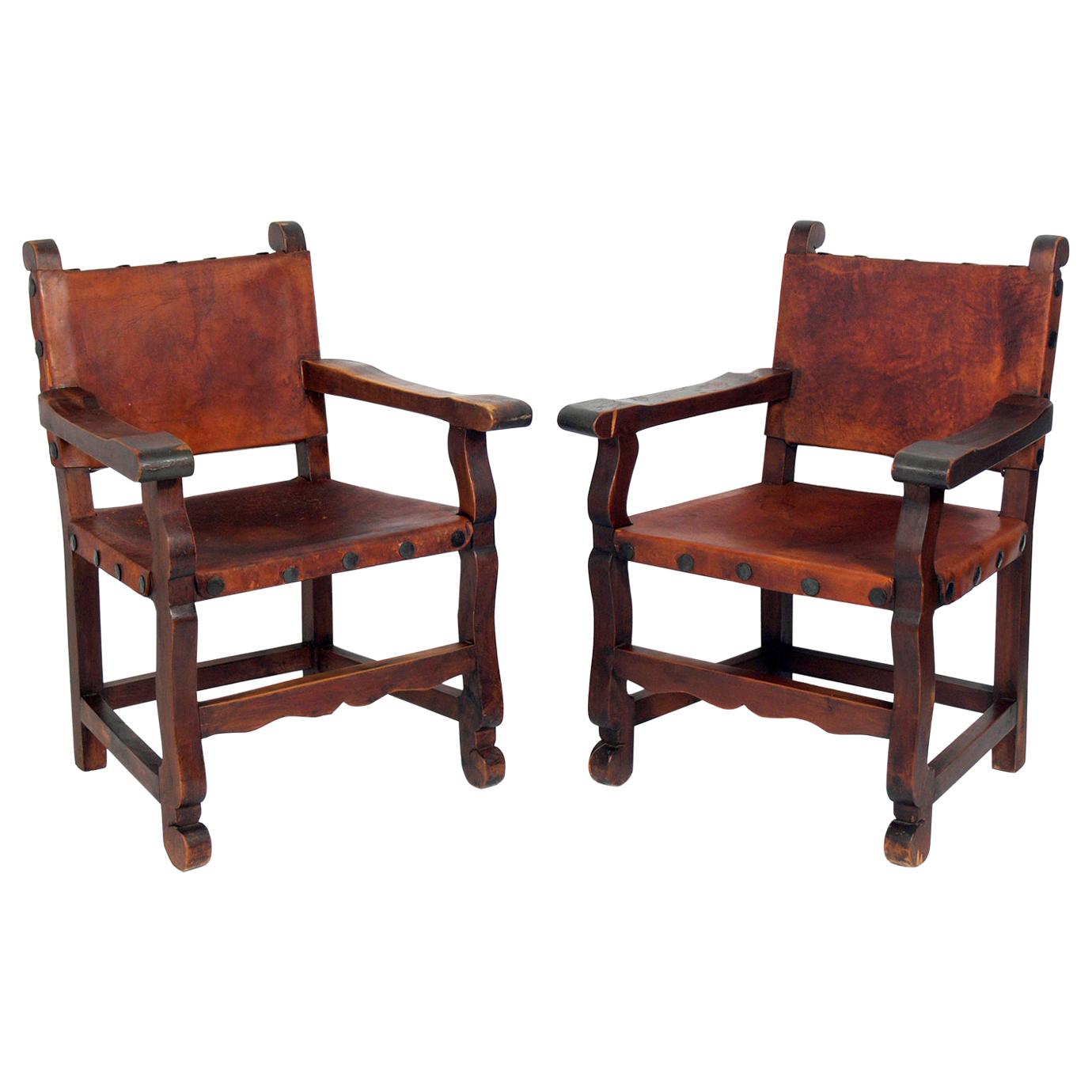 Pair of Mexican Leather Armchairs