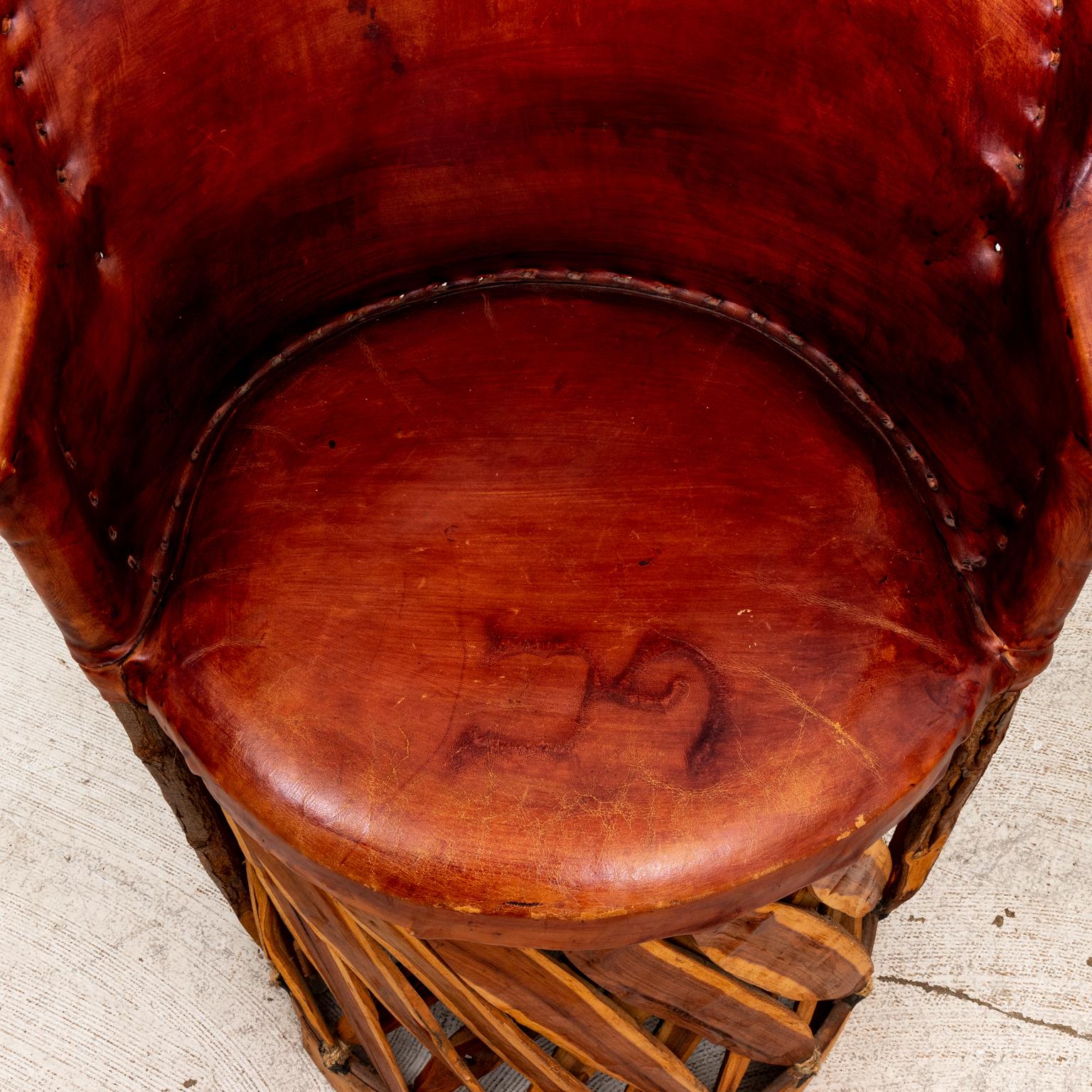 Pair of Mexican style leather upholstered 