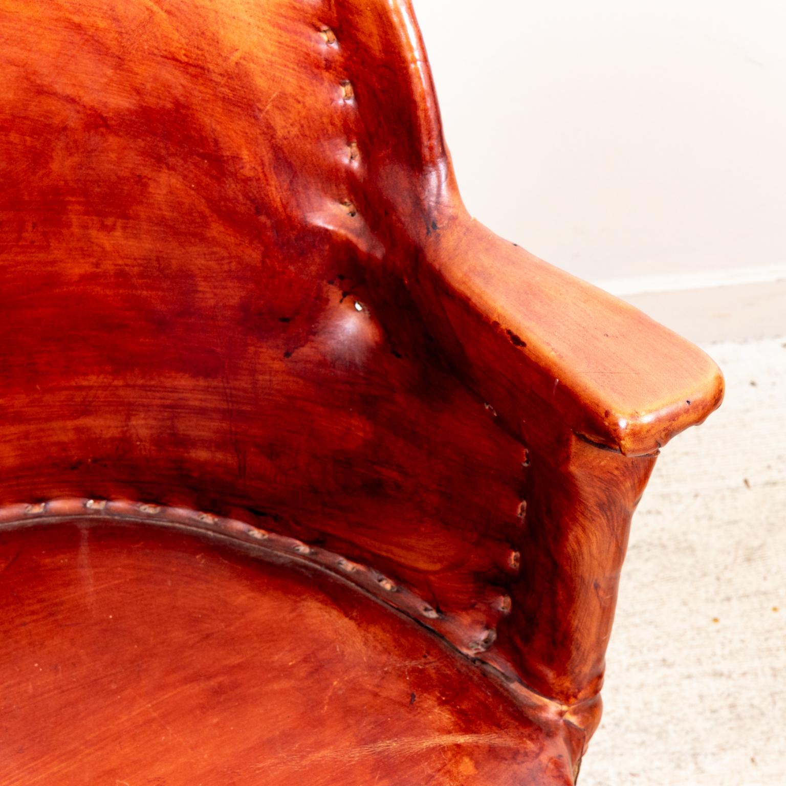Pair of Mexican Leather Chairs In Good Condition In Stamford, CT