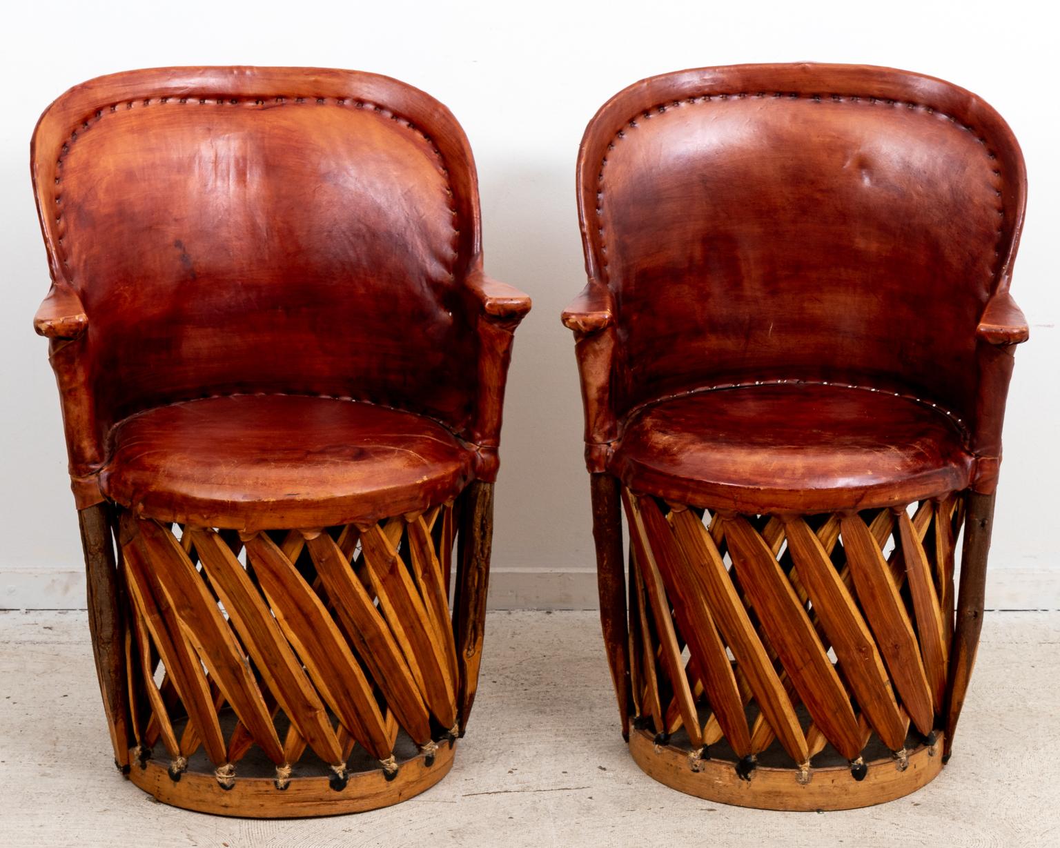 20th Century Pair of Mexican Leather Chairs