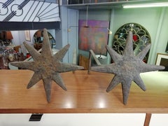 Pair of Mexican Mid-Century Modern Bronze Andirons in Diego Giacometti's Style