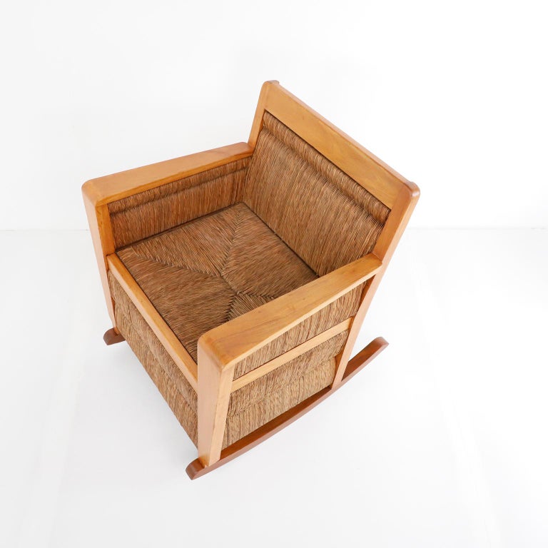 Pair of Mexican Mid-Century Modern Woven Rockingchairs For Sale at 1stDibs