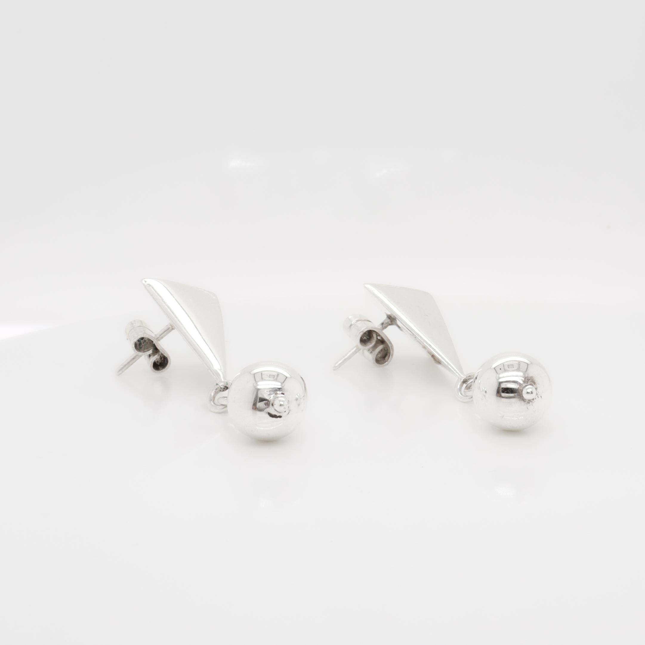 Pair of Mexican Mid-Century William Spratling Sterling Silver Drop Earrings in vendita 5