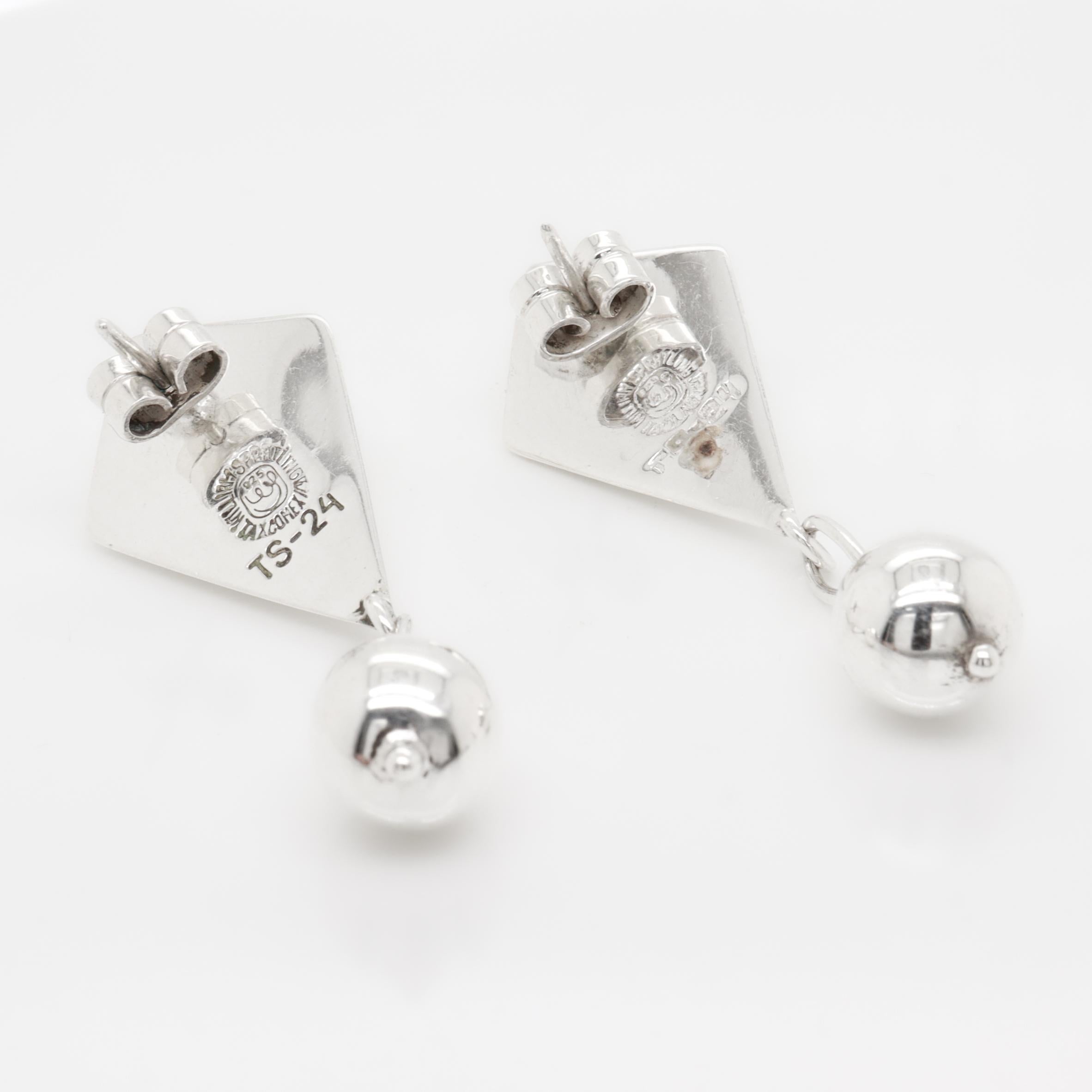 Pair of Mexican Mid-Century William Spratling Sterling Silver Drop Earrings in vendita 6