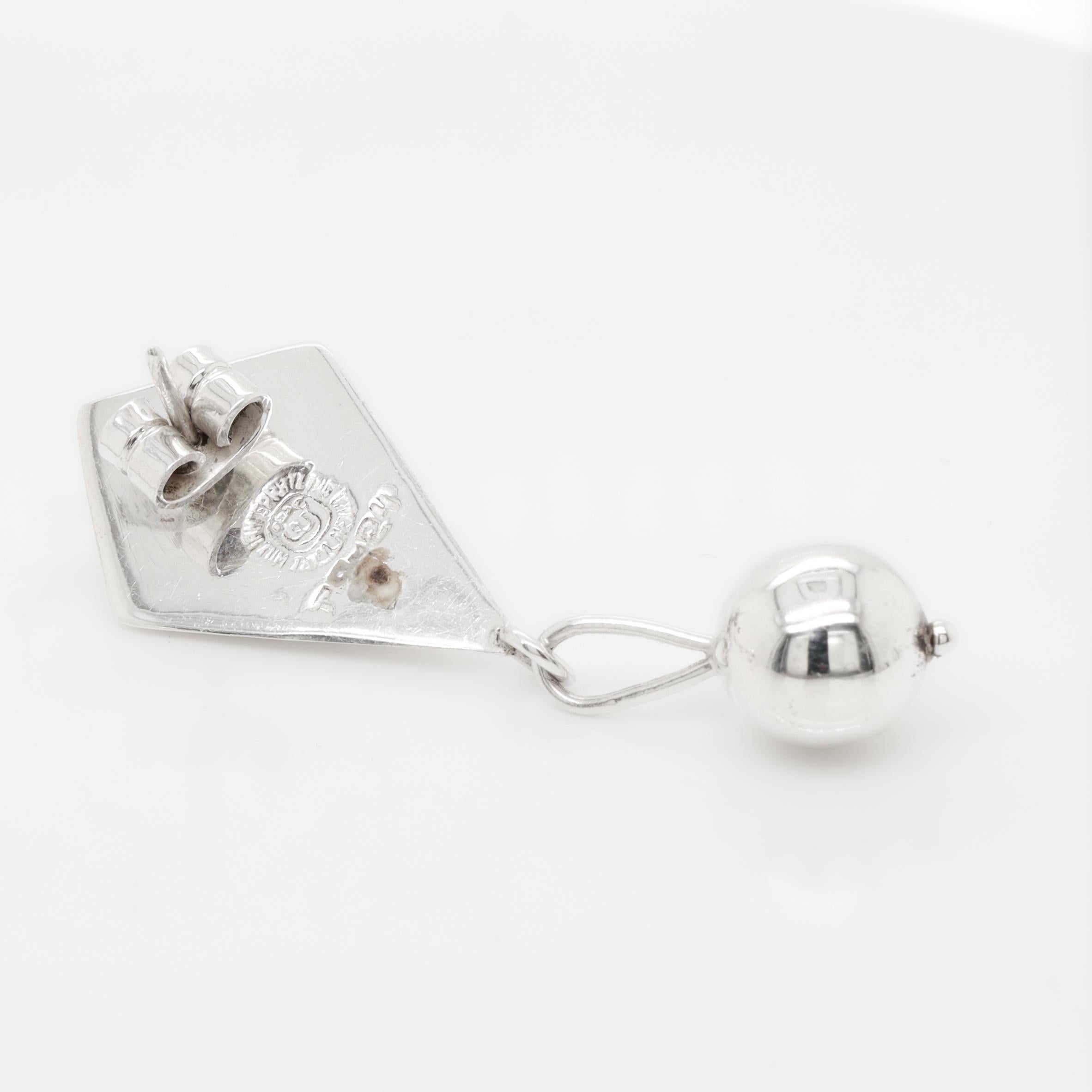 Pair of Mexican Mid-Century William Spratling Sterling Silver Drop Earrings in vendita 7