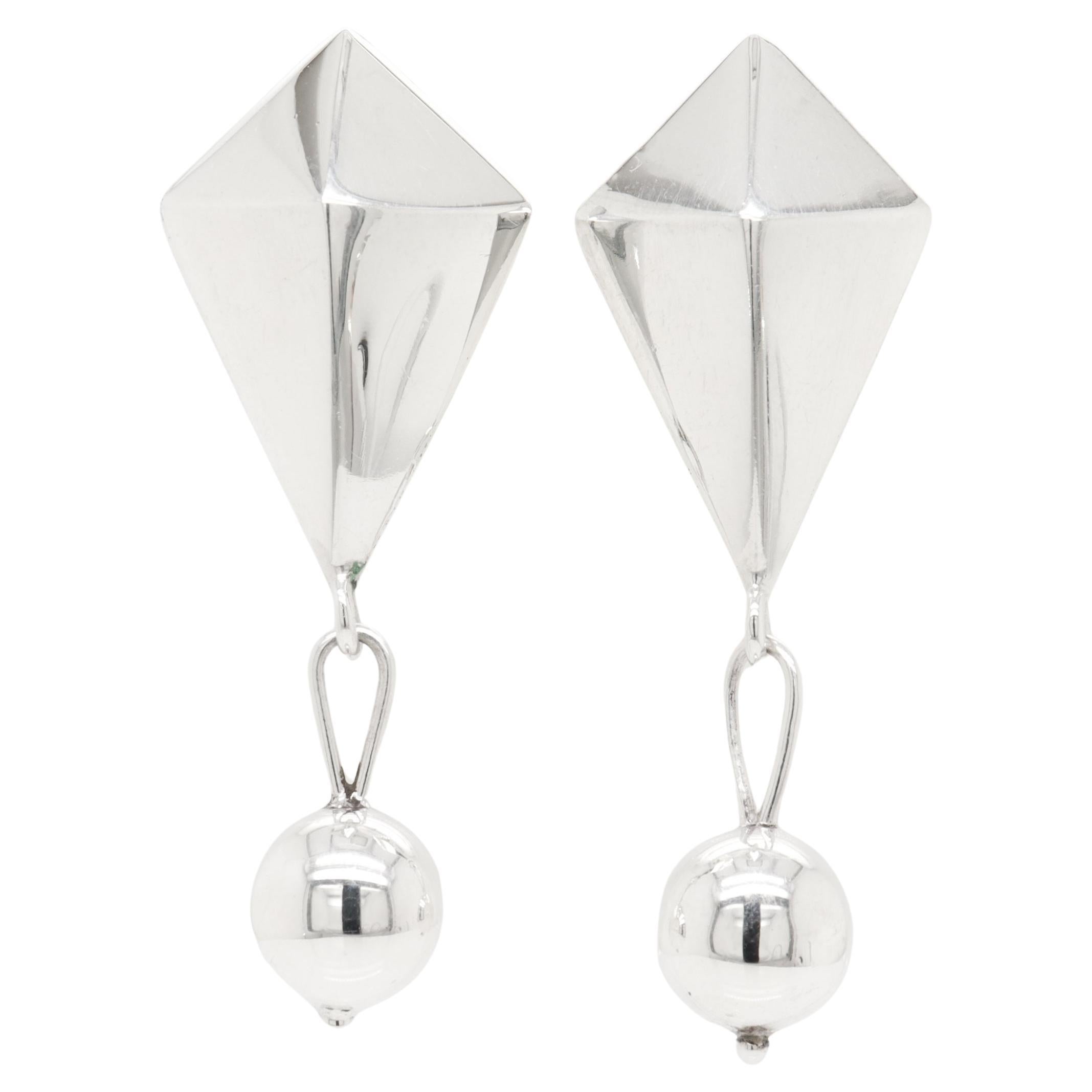 Pair of Mexican Mid-Century William Spratling Sterling Silver Drop Earrings