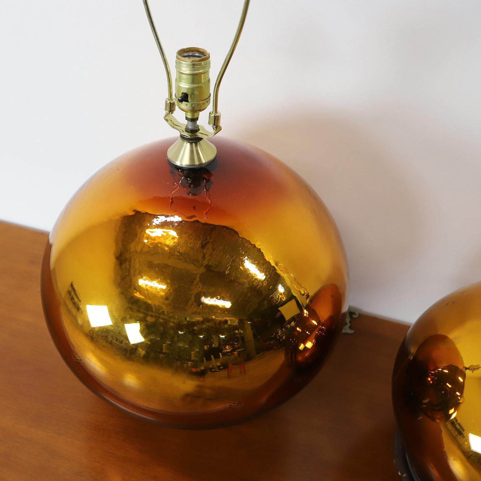 Mid-Century Modern Pair of Mexican Modernism Mercury Glass Table Lamps For Sale