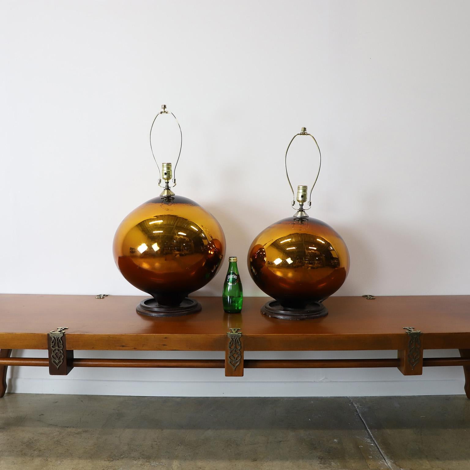 Pair of Mexican Modernism Mercury Glass Table Lamps In Good Condition For Sale In Mexico City, CDMX