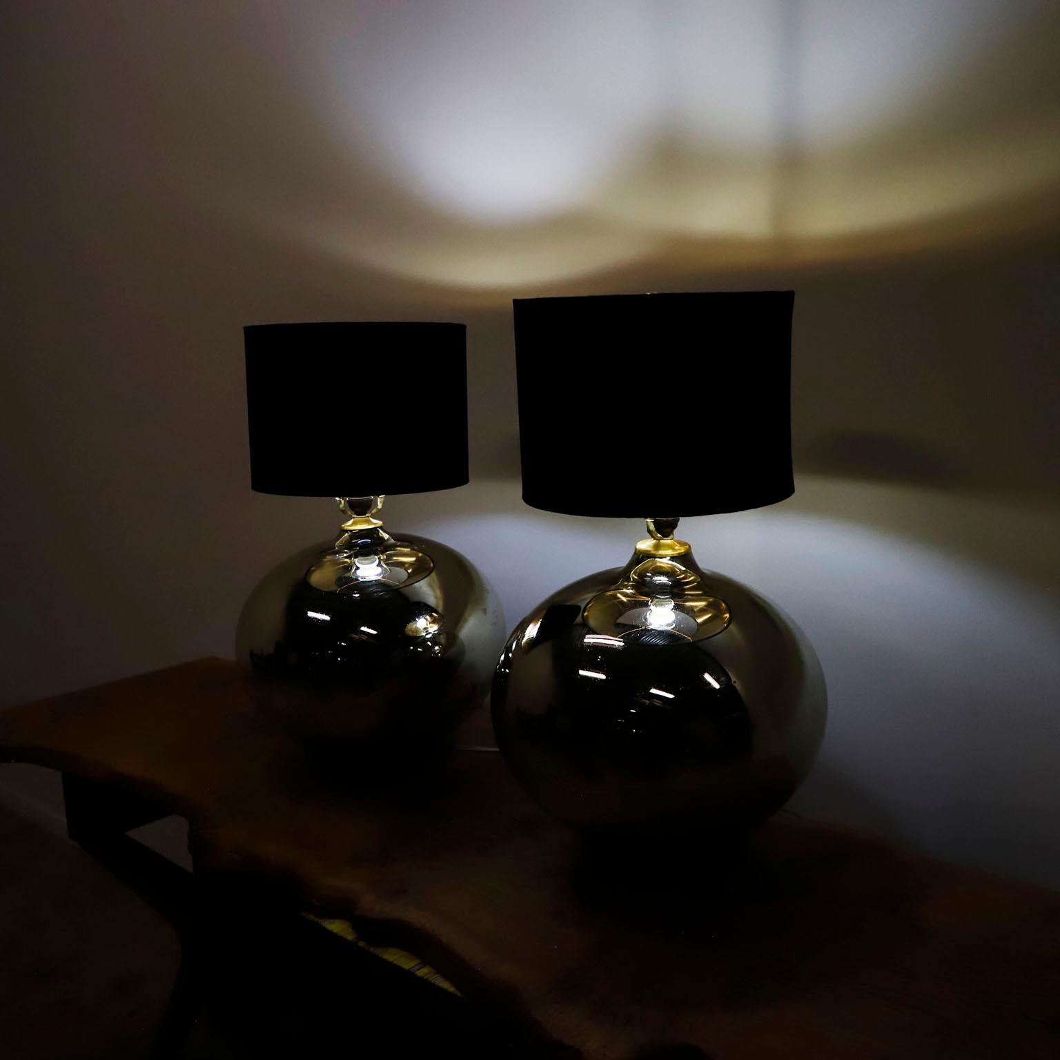 Pair of Mexican Modernism Mercury Glass Table Lamps In Good Condition In Mexico City, CDMX