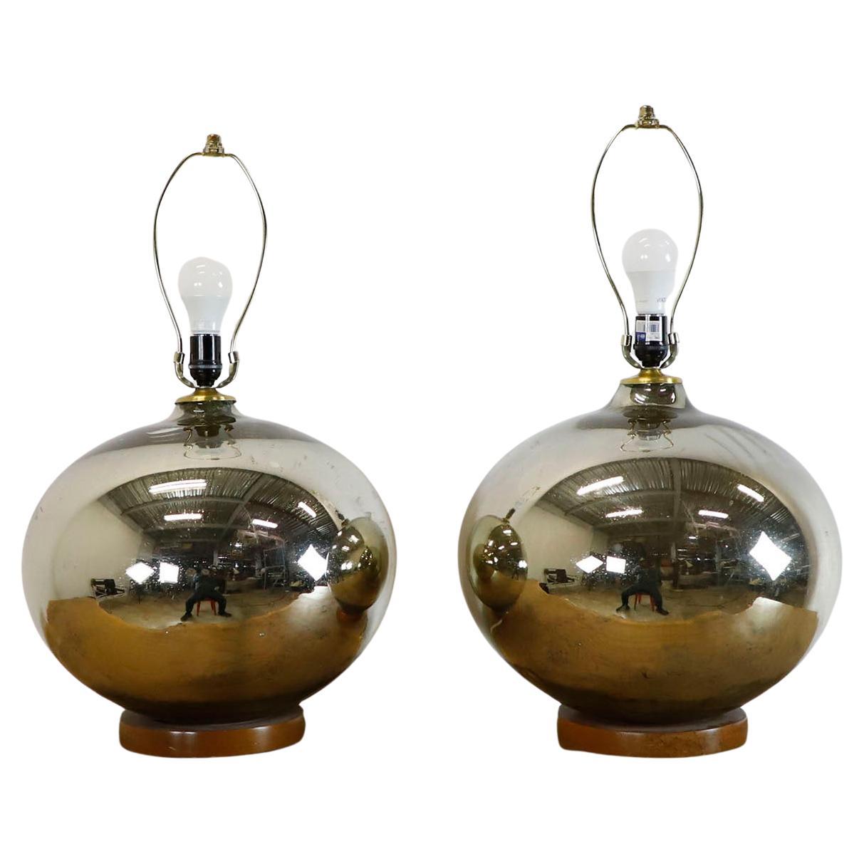 Coppia di lampade da tavolo in vetro di mercurio del Modernismo messicano