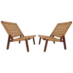 Pair of Mexican Modernist Lounge Chairs Attributed to Clara Porset, circa 1950s