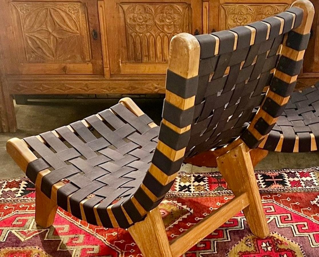 Organic Modern Pair of Mexican Modernist Lounge Chairs by Michael van Beuren, circa 1940s