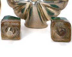 Pair of Mexican Pure Silver & Malachite Mid Century Perfume Scent Bottles