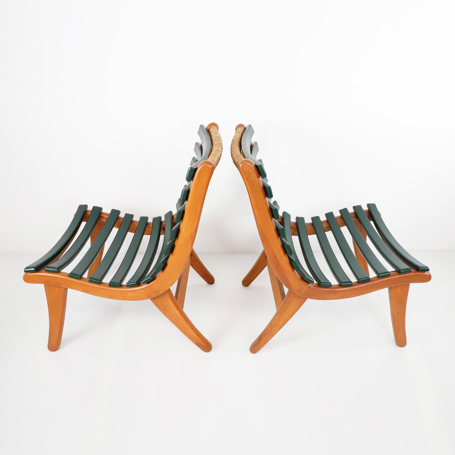 Mid-Century Modern Pair of Mexican San Miguelito Easy Chairs Attributed to Michael van Beuren For Sale