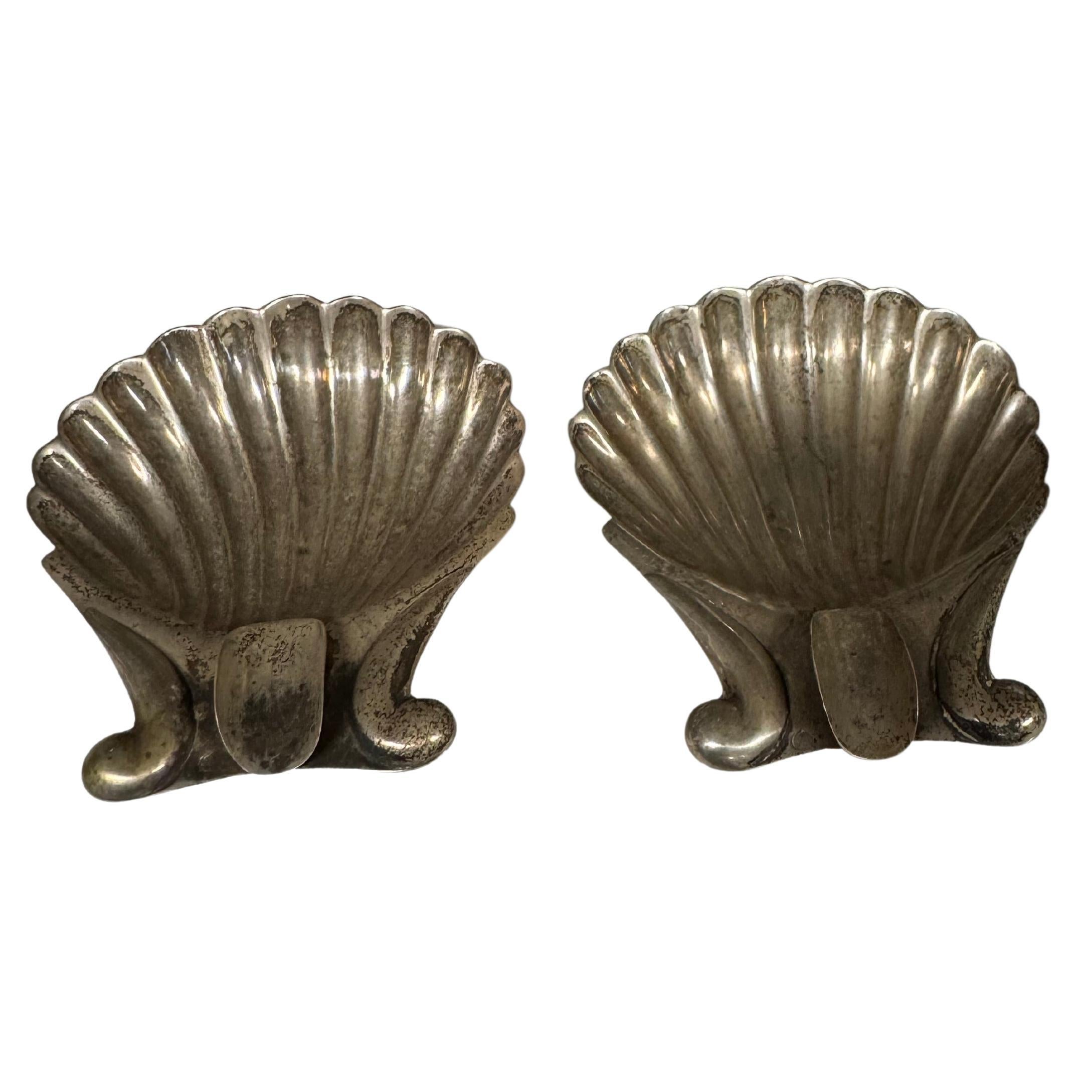 Paire de cendriers à coquillages mexicains en argent sterling 60g