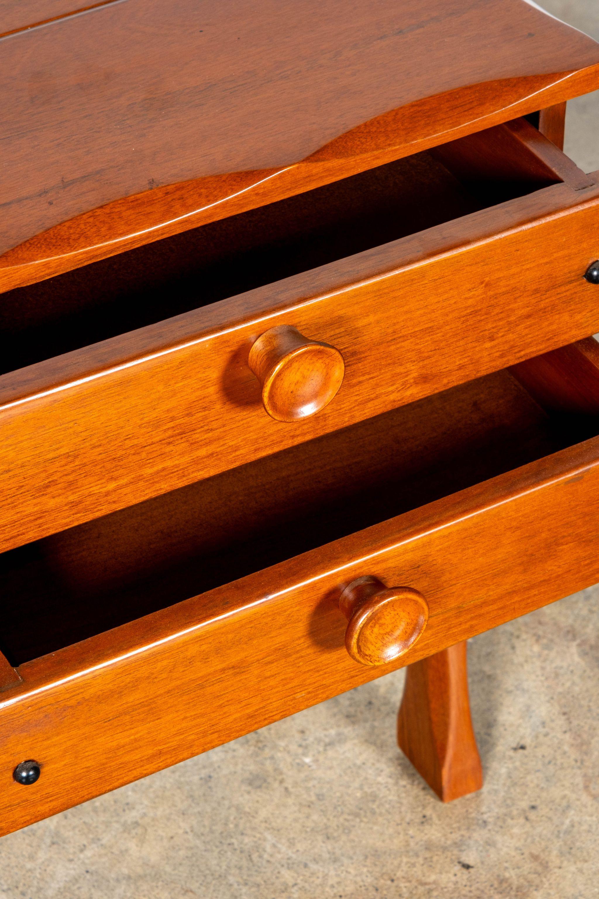 Pair of Mexican Wood Nightstands with Carved Legs For Sale 2