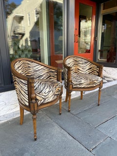 Pair of Meyer Gunther and Martini Walnut Armchairs in Faux Fur Fabric