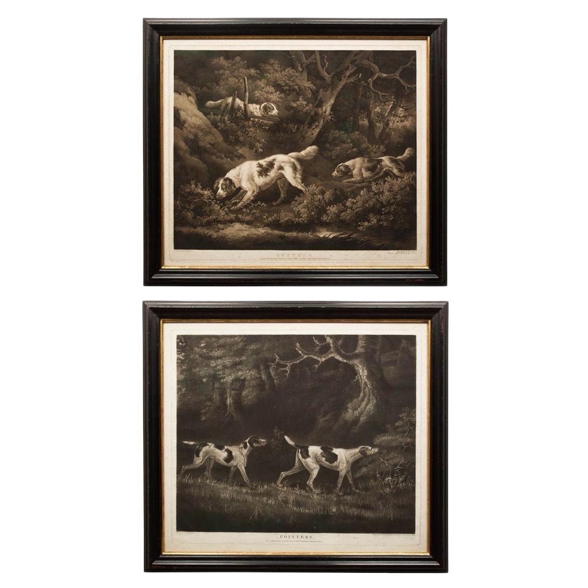 Pair of Mezzotint Engravings "Setters" & "Pointers" by William Ward, circa 1806