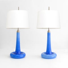 Paire de lampes en verre bleu Michael Bang, Design/One, Danemark