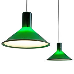 Pair of Michael Bang for Holmegaard Dark Green Pendants