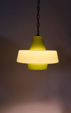 Pair of Michael Bang for Holmegaard Green Glass Hanging Globes