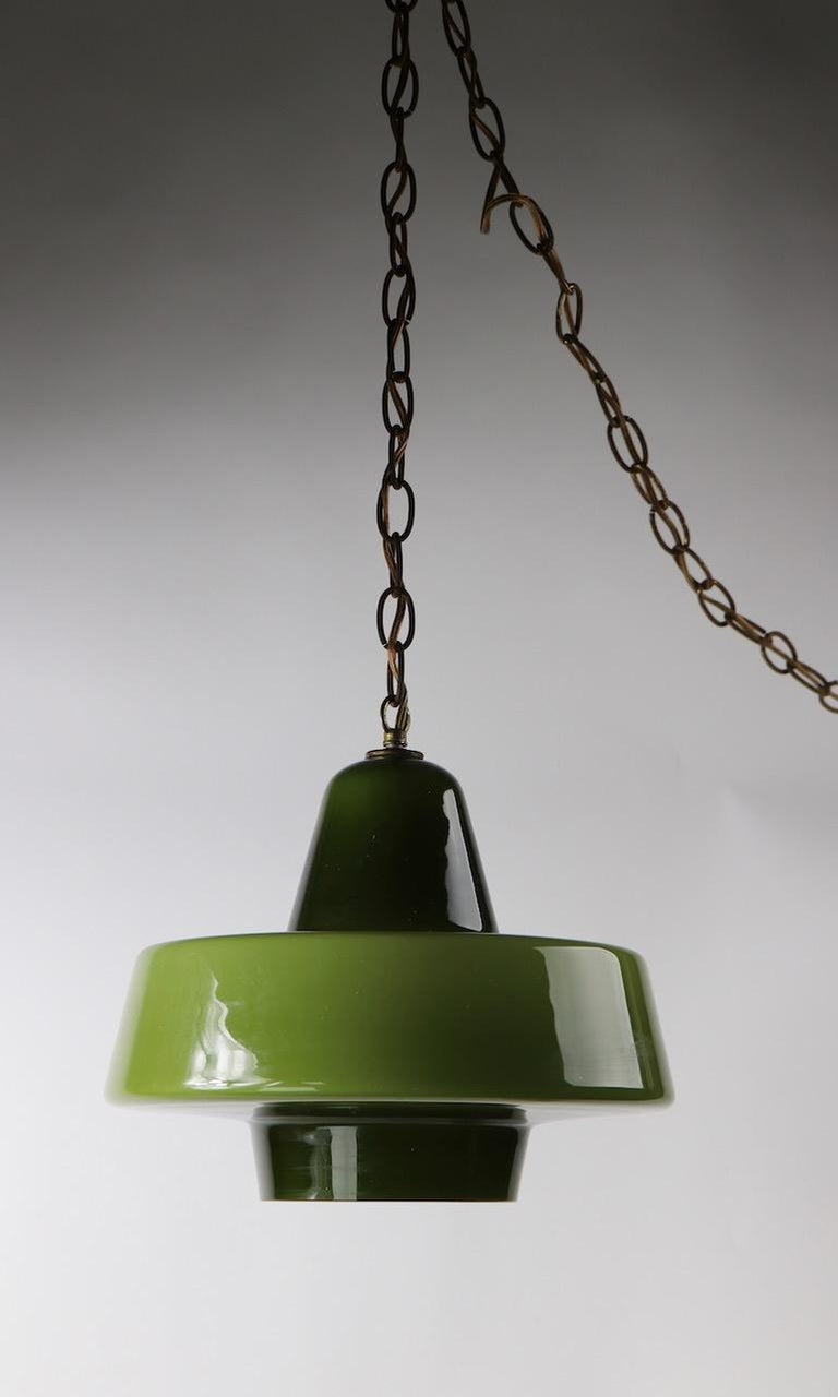 Pair of Michael Bang for Holmegaard Green Glass Hanging Globes at 1stDibs