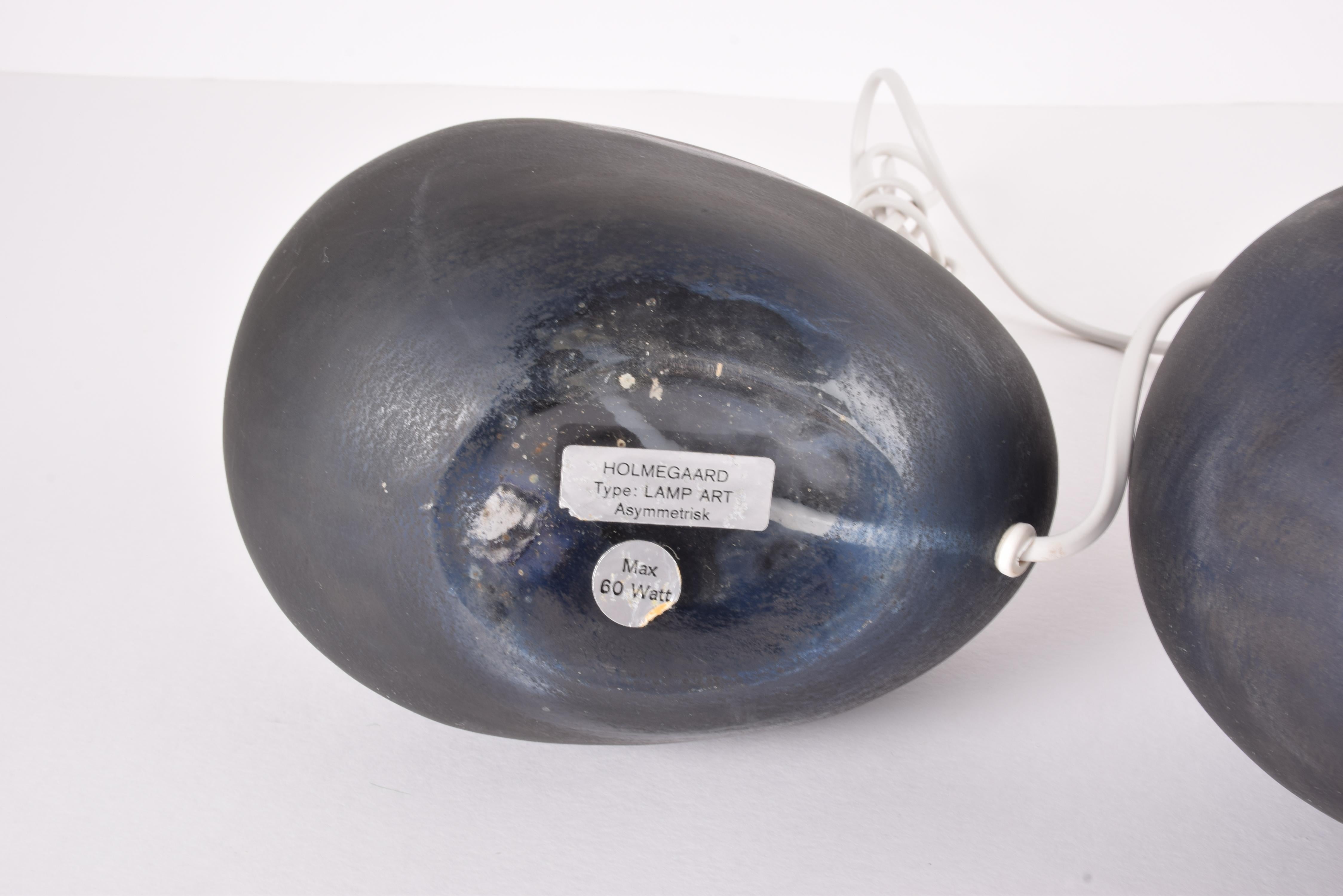 Pareja de lámparas Michael Bang Holmegaard Arte escultórico Lámparas de sobremesa de cristal Azul Años 70 en venta 8