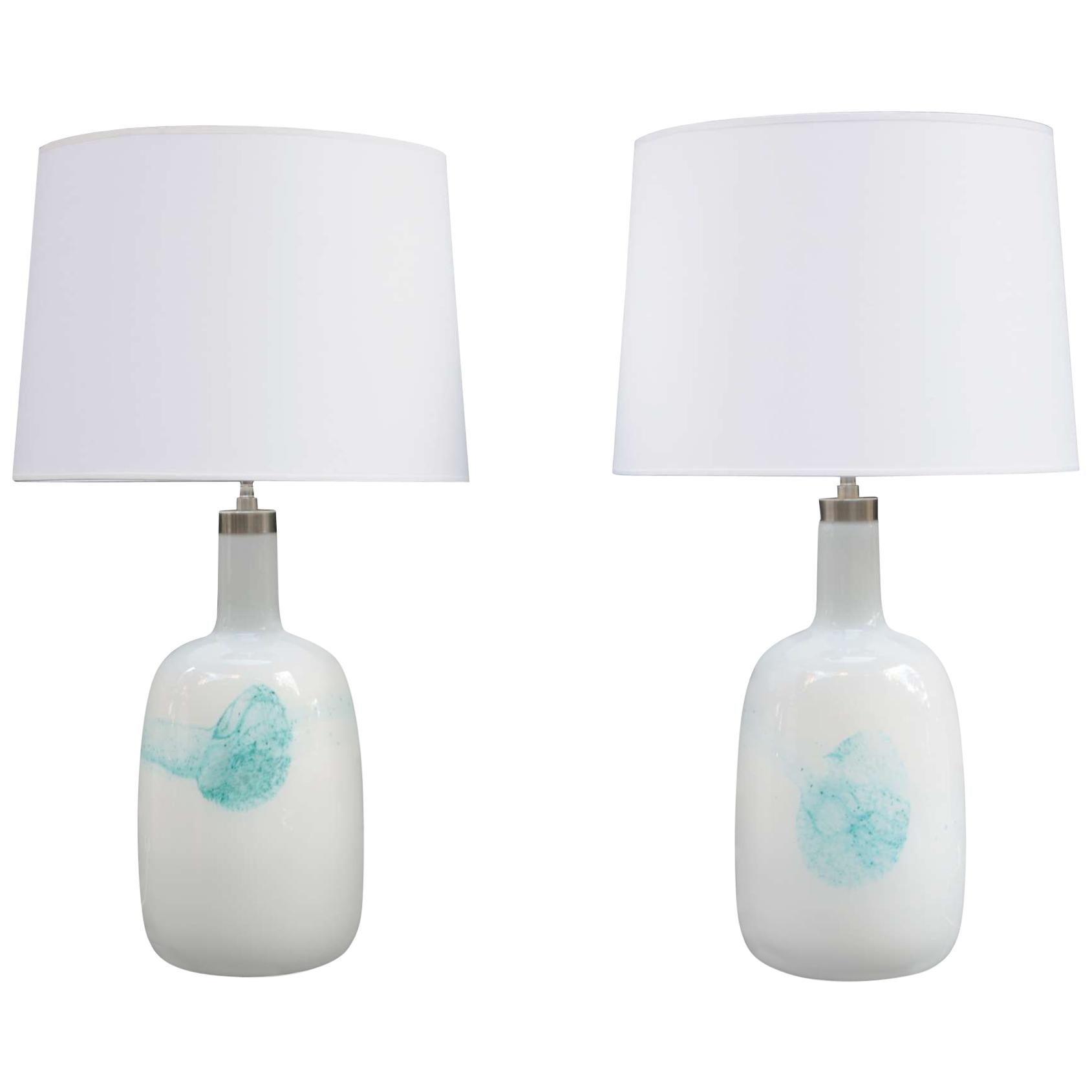 Pair of Michael Bang Modernist Art Glass Table Lamps
