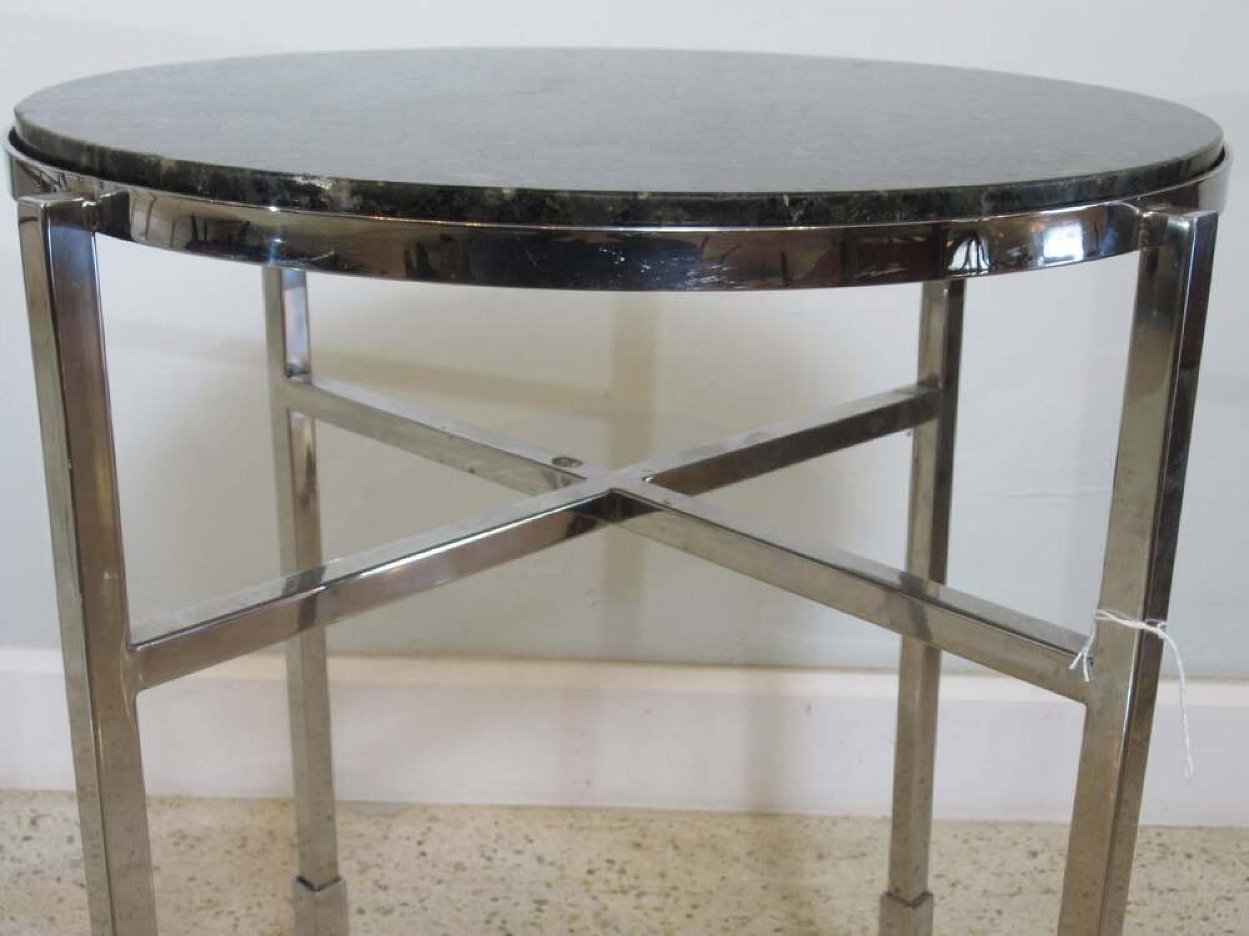 Pair of Michael Graves American Modern Granite & Polished Chrome End/Side Tables For Sale 7