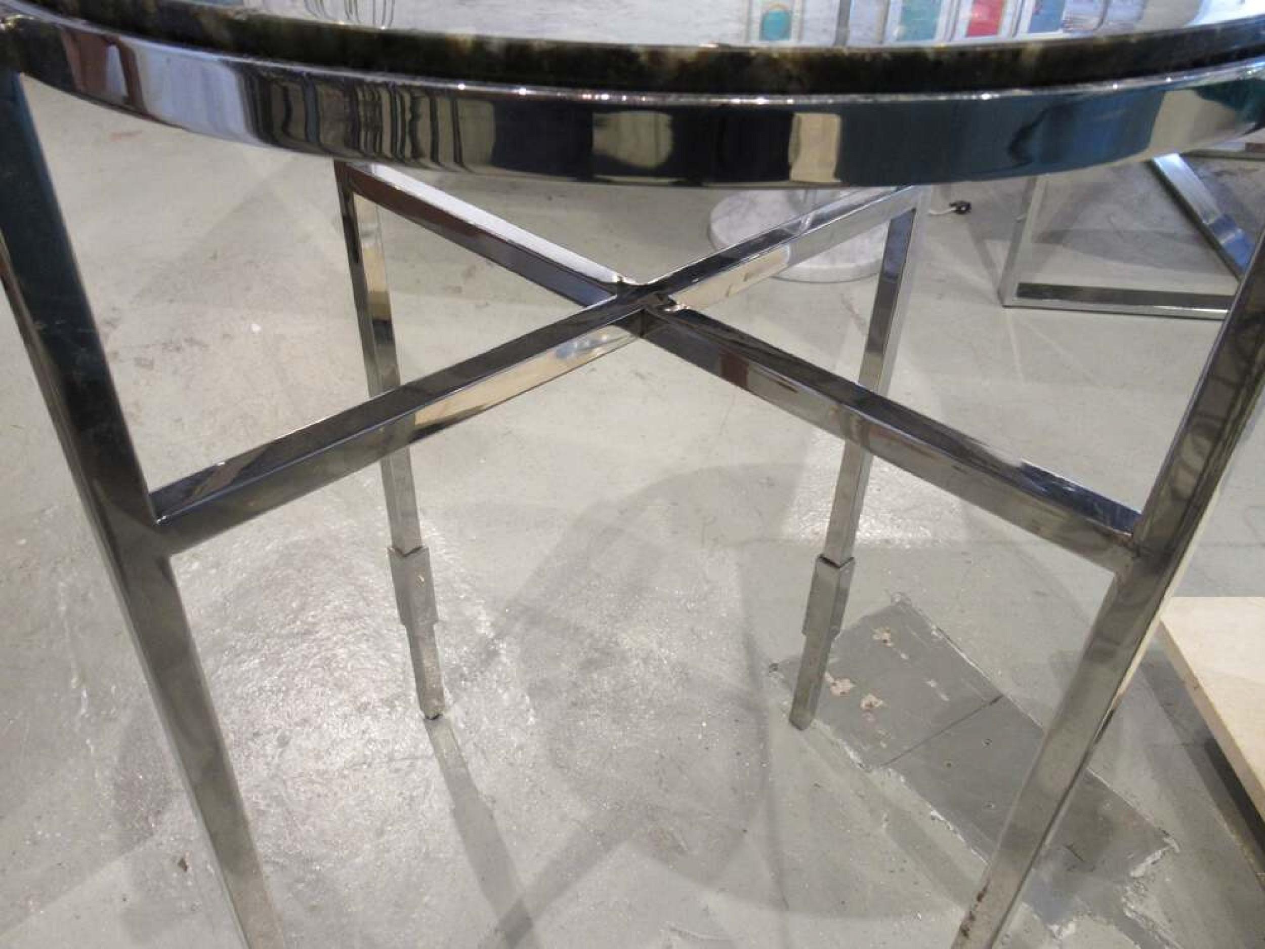 20th Century Pair of Michael Graves American Modern Granite & Polished Chrome End/Side Tables For Sale