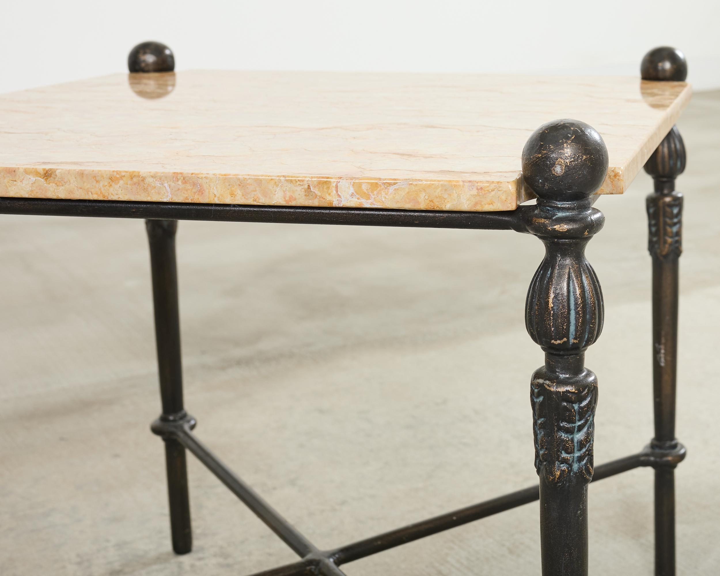Pair of Michael Taylor Bronzed Montecito Marble Top Tables For Sale 10