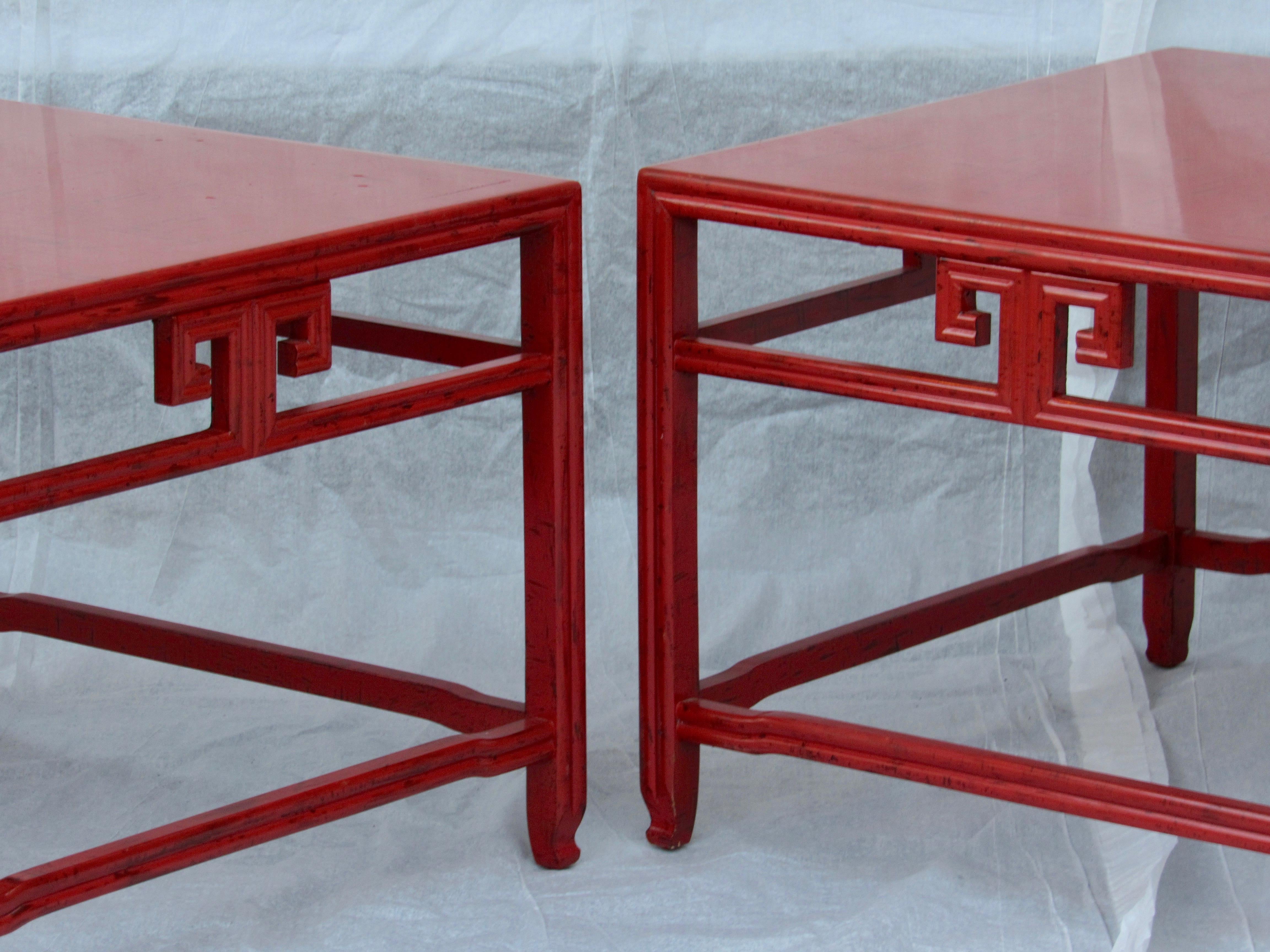 Pair of Michael Taylor Cinnabar Side Tables Baker Far East Collection circa 1960 3
