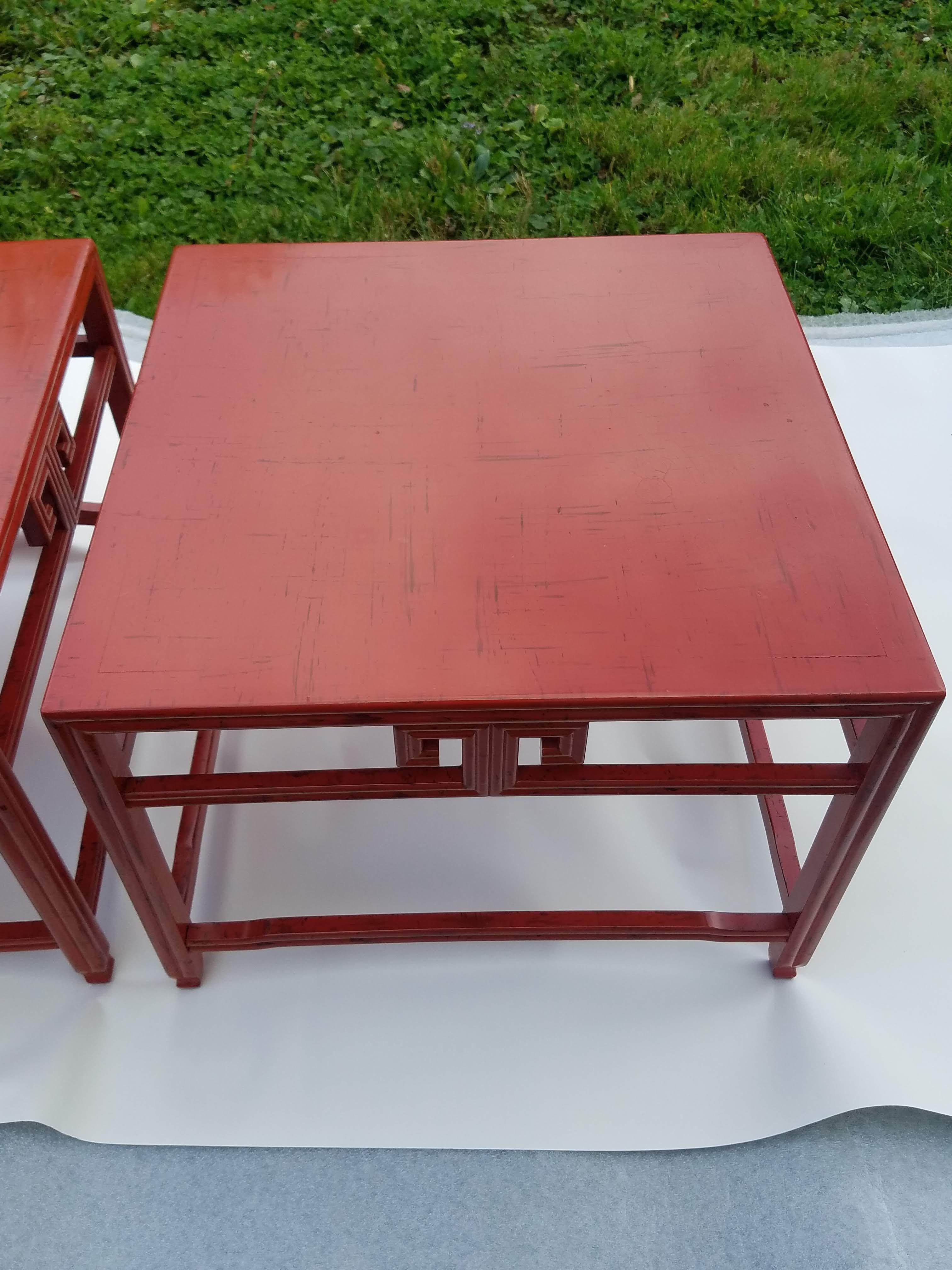 Pair of Michael Taylor Cinnabar Side Tables Baker Far East Collection circa 1960 5