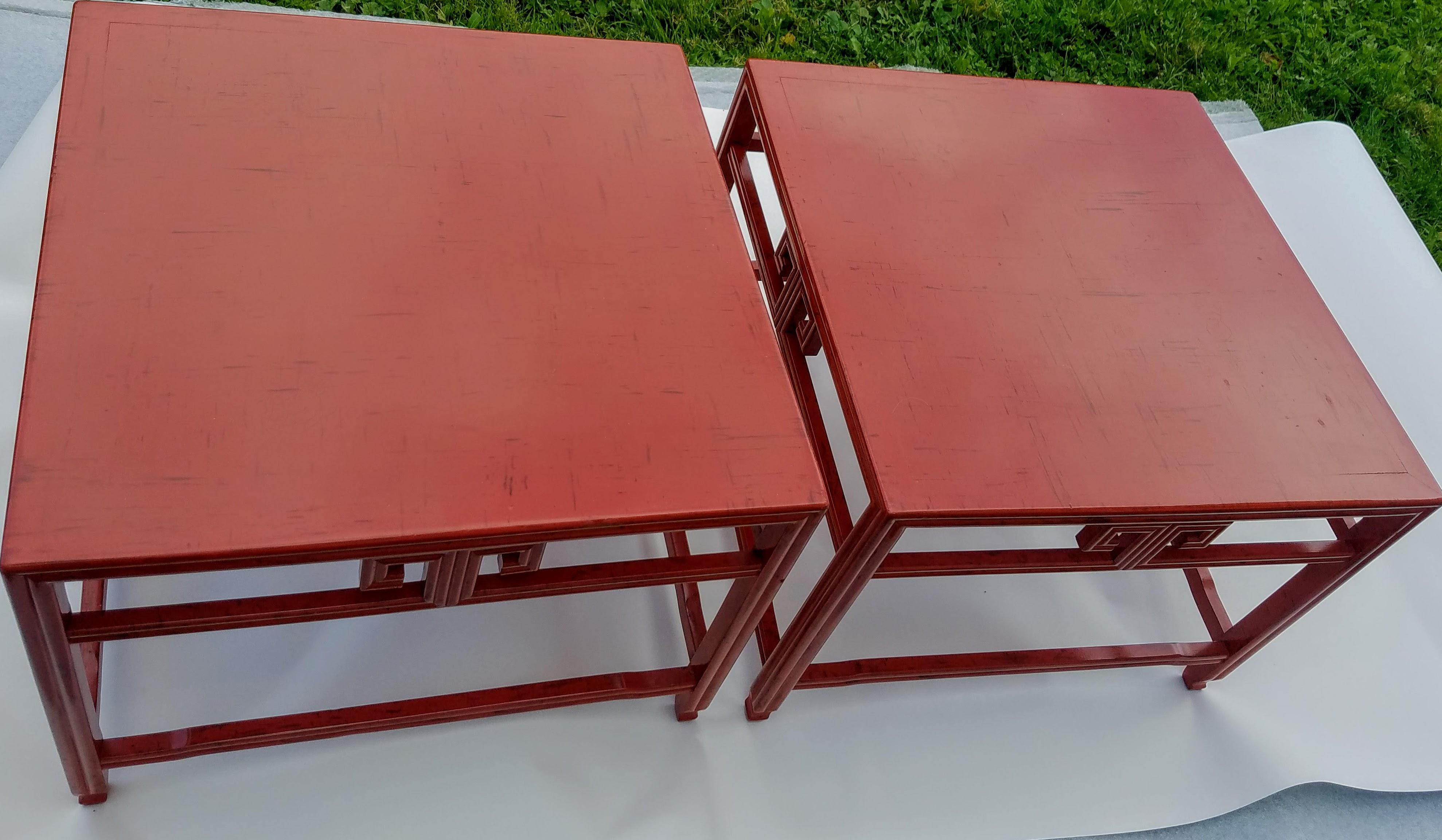 Pair of Michael Taylor Cinnabar Side Tables Baker Far East Collection circa 1960 6