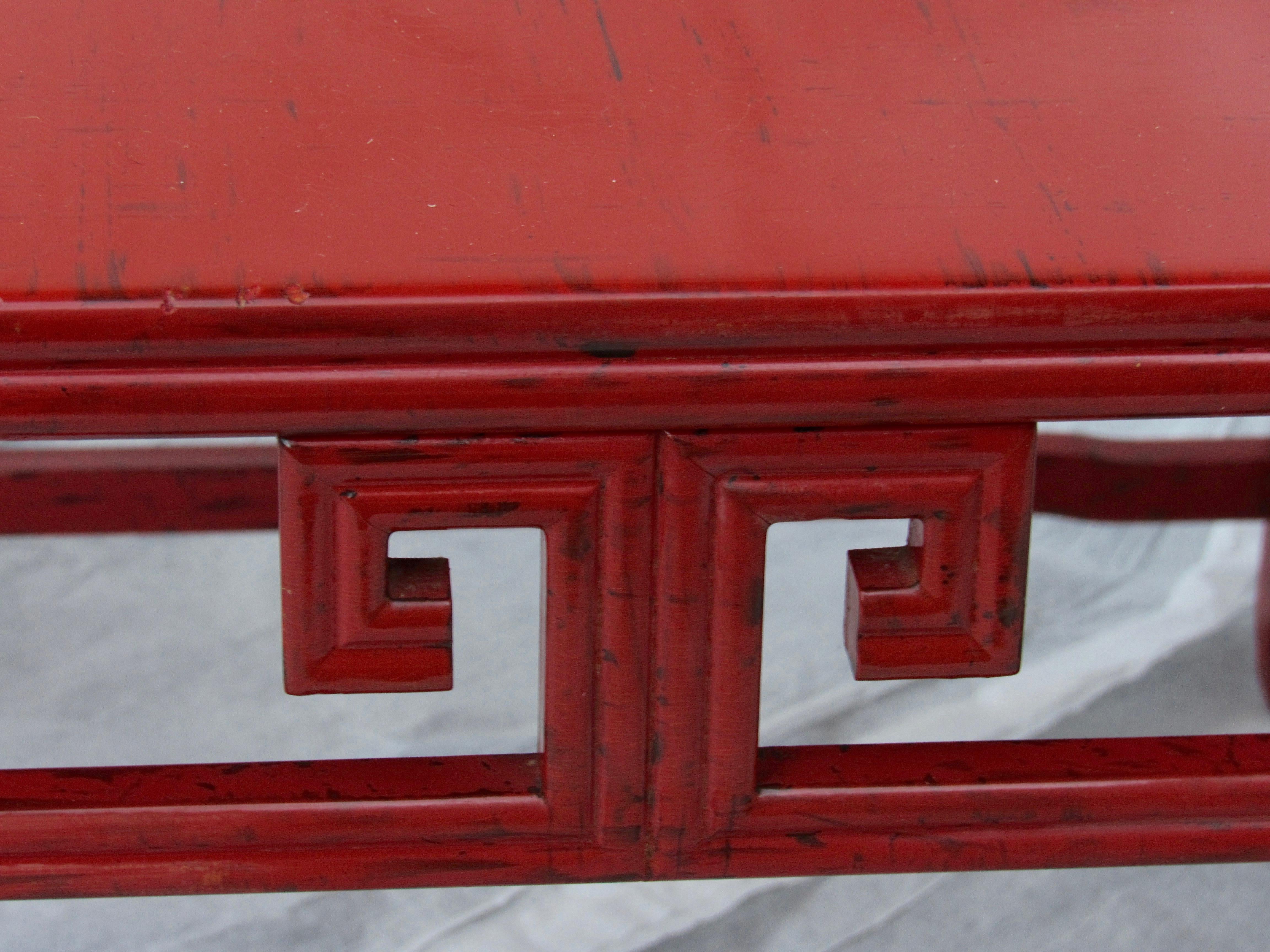 Hand-Carved Pair of Michael Taylor Cinnabar Side Tables Baker Far East Collection circa 1960