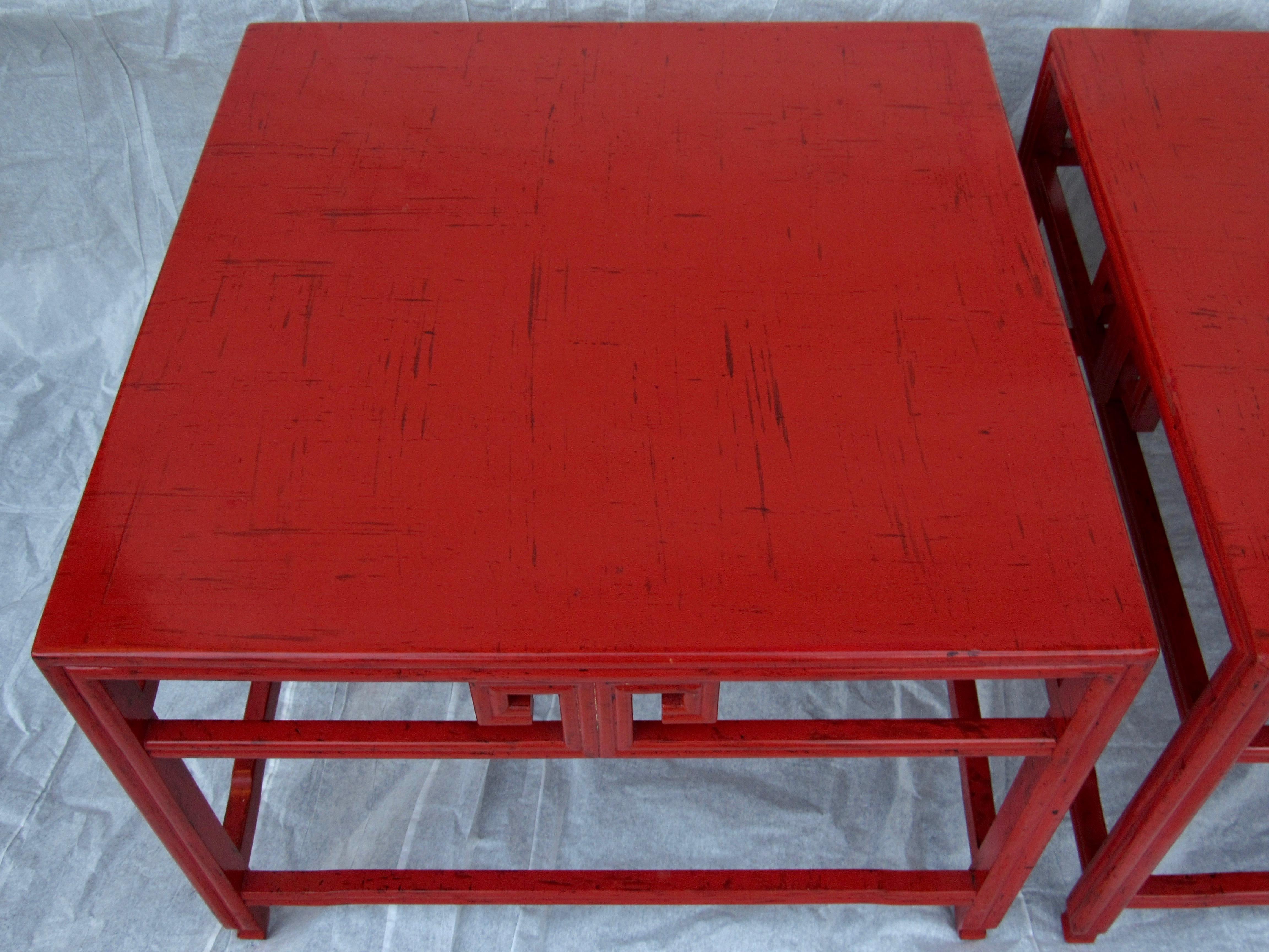 Walnut Pair of Michael Taylor Cinnabar Side Tables Baker Far East Collection circa 1960