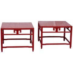 Pair of Michael Taylor Cinnabar Side Tables Baker Far East Collection circa 1960